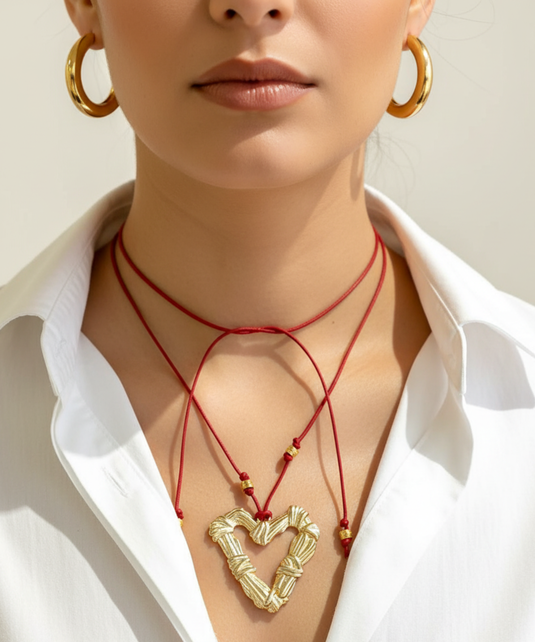 GOLDEN PULSE HEART ROPE NECKLACE