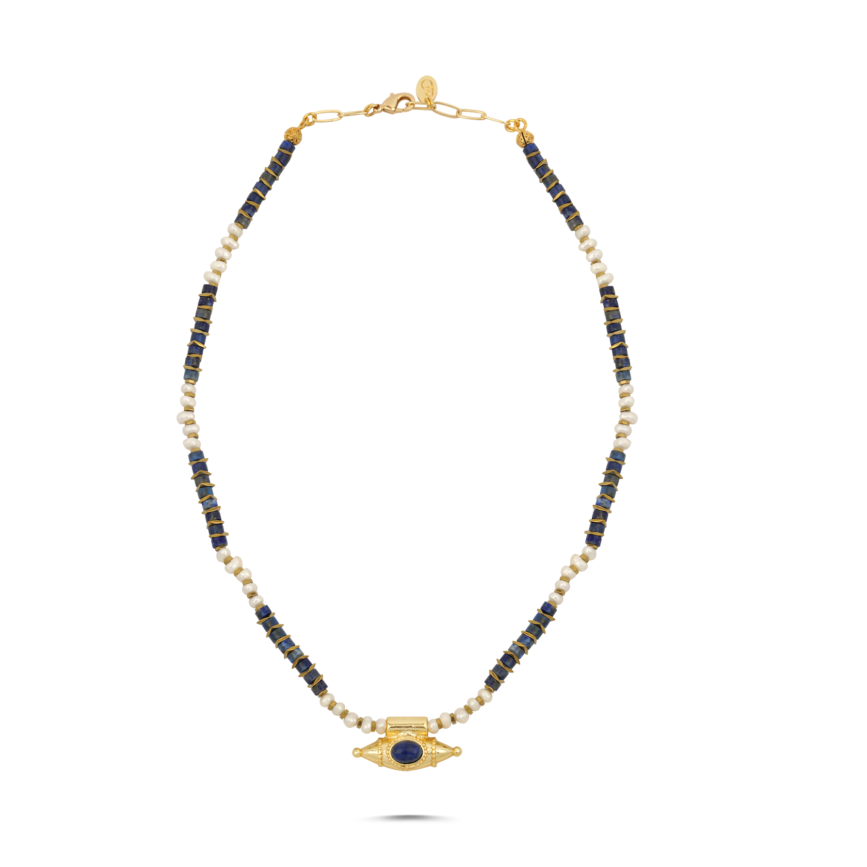MYSTIC EYE LAPIS PEARL NECKLACE