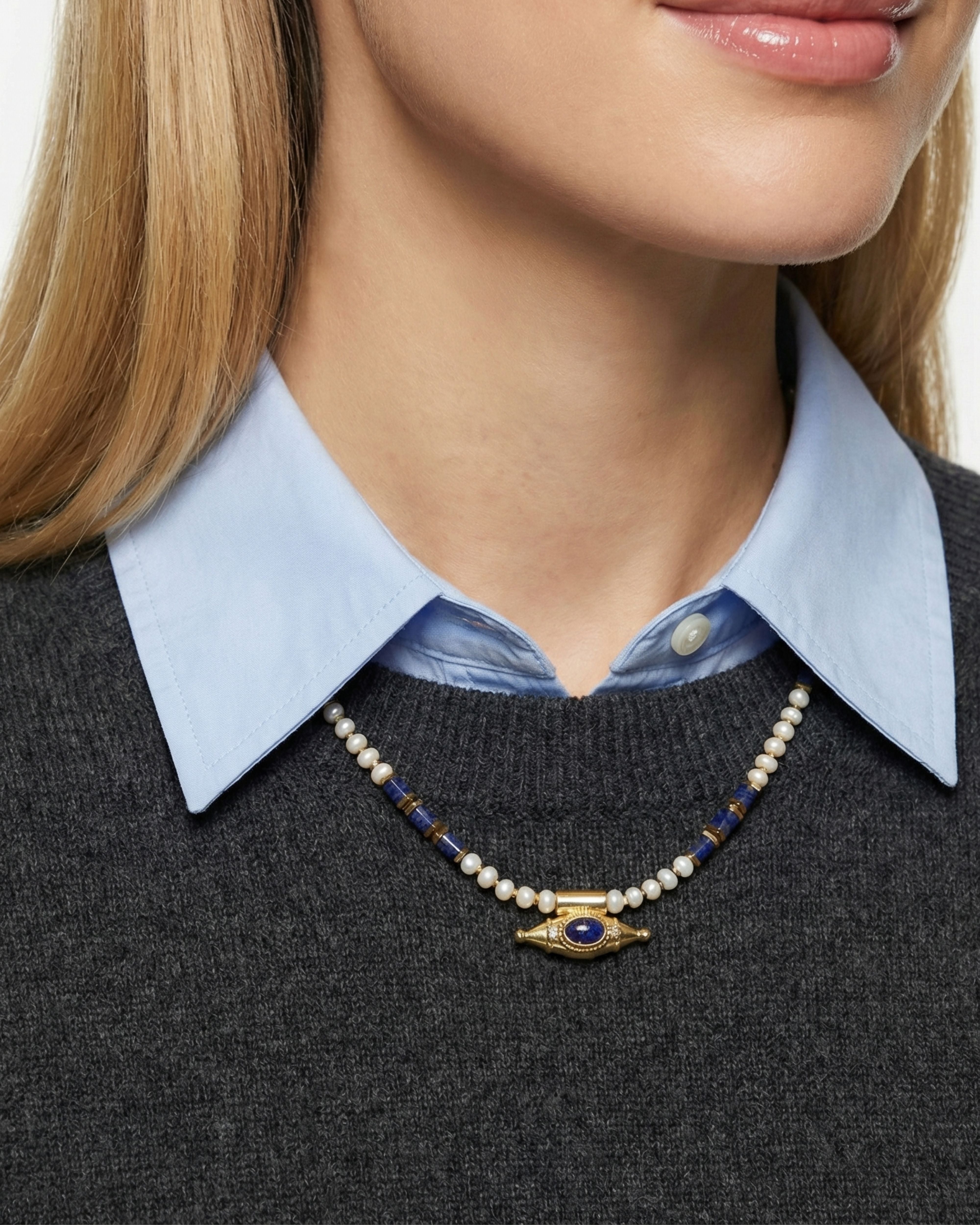 MYSTIC EYE LAPİS İNCİLİ KOLYE