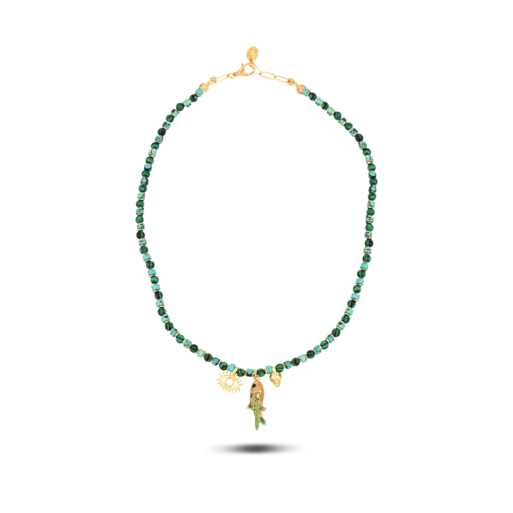 SANDY FISH MALACHITE TURQUOISE NECKLACE