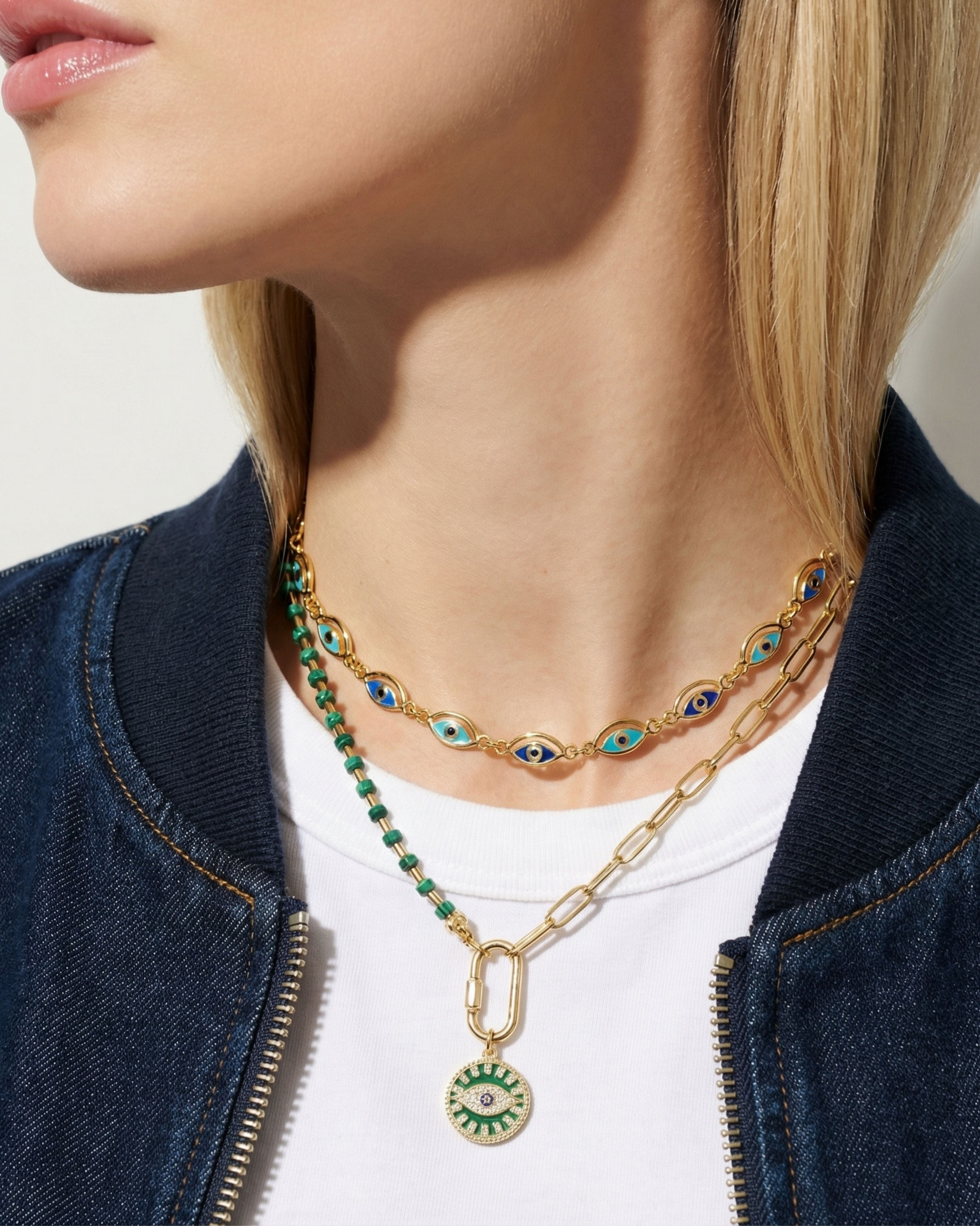 YOUR SIDE MALACHITE NAZAR NECKLACE