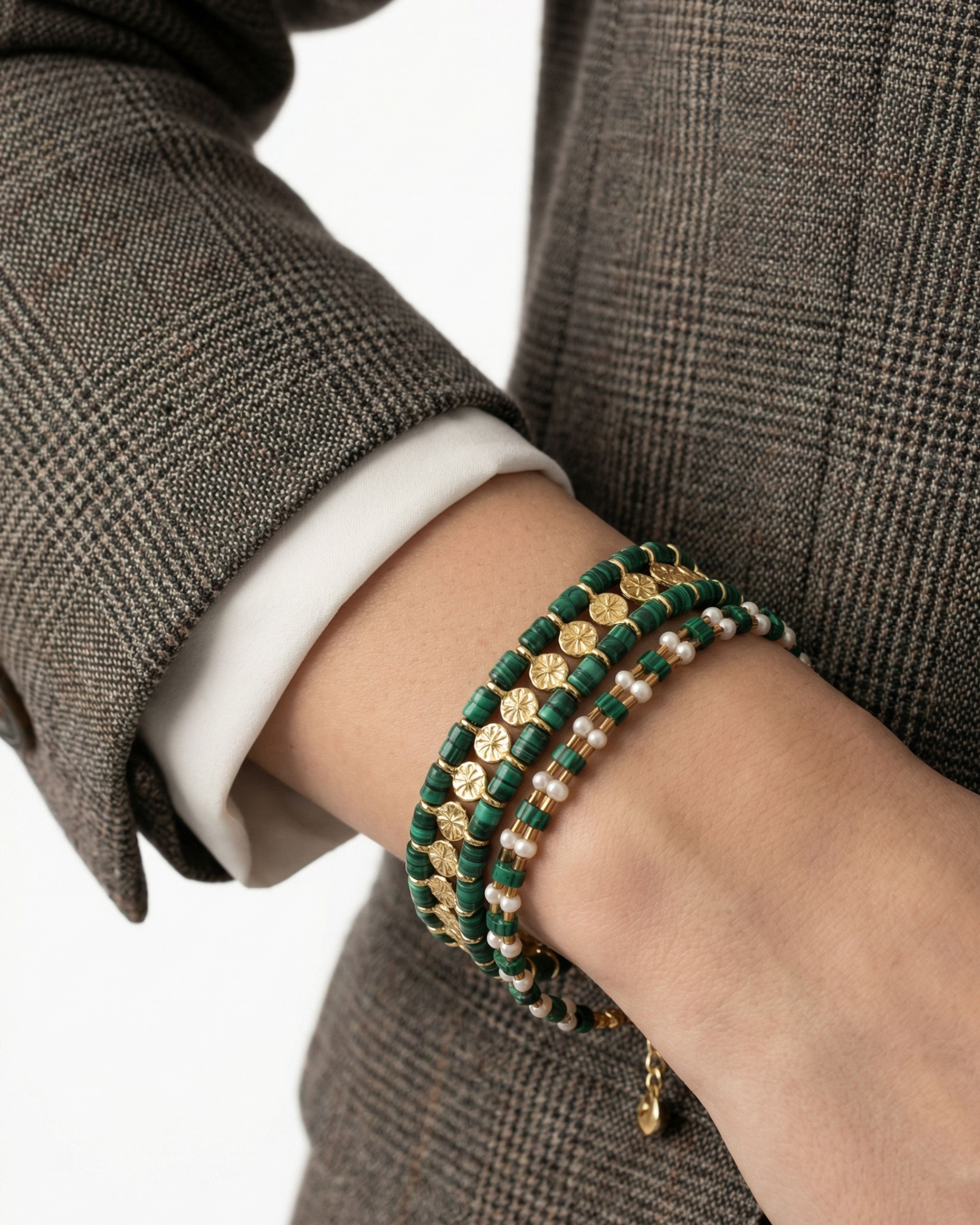 MALACHITE HUE PEARL BRACELET
