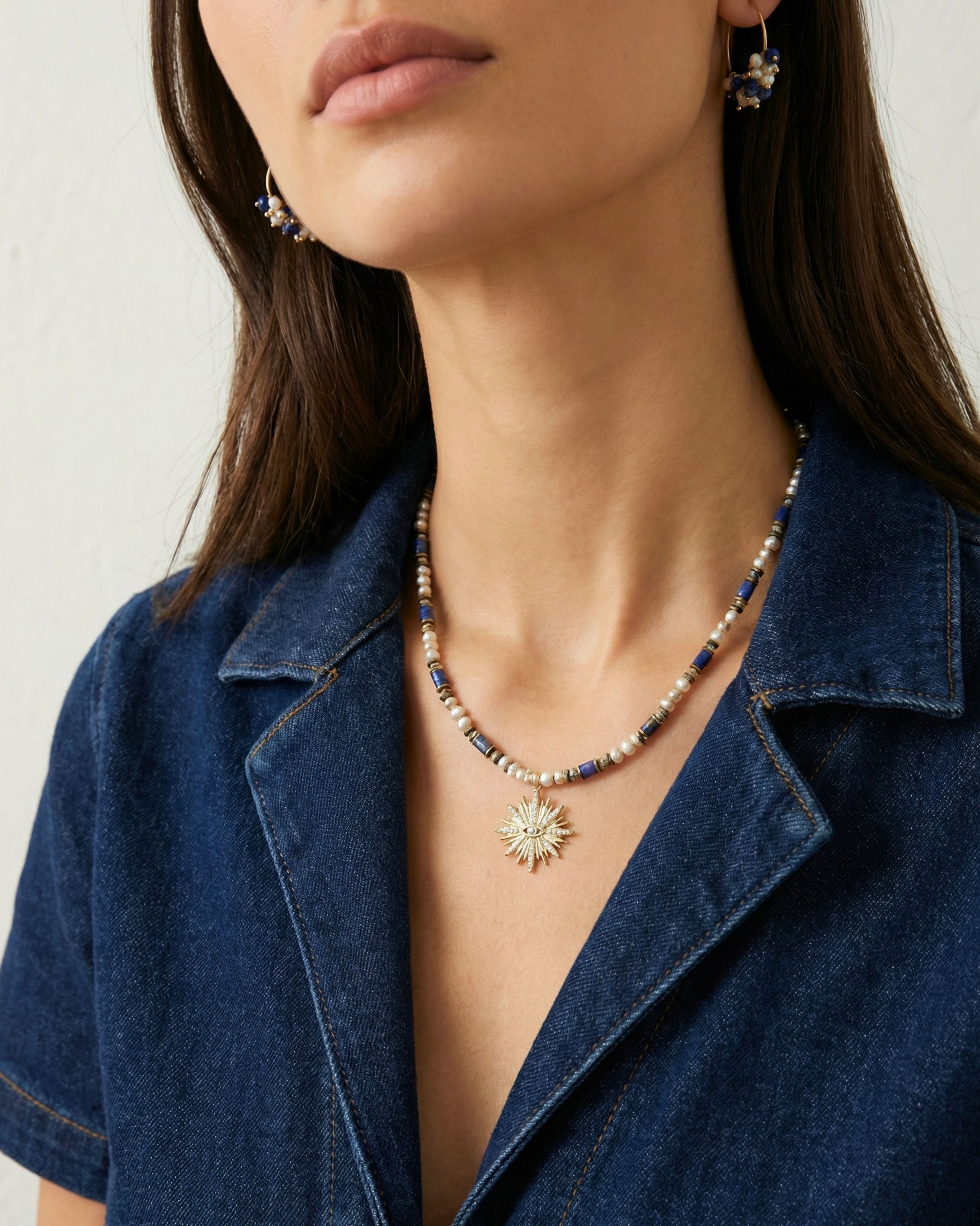 AZURE GLOW PEARL NAZAR NECKLACE