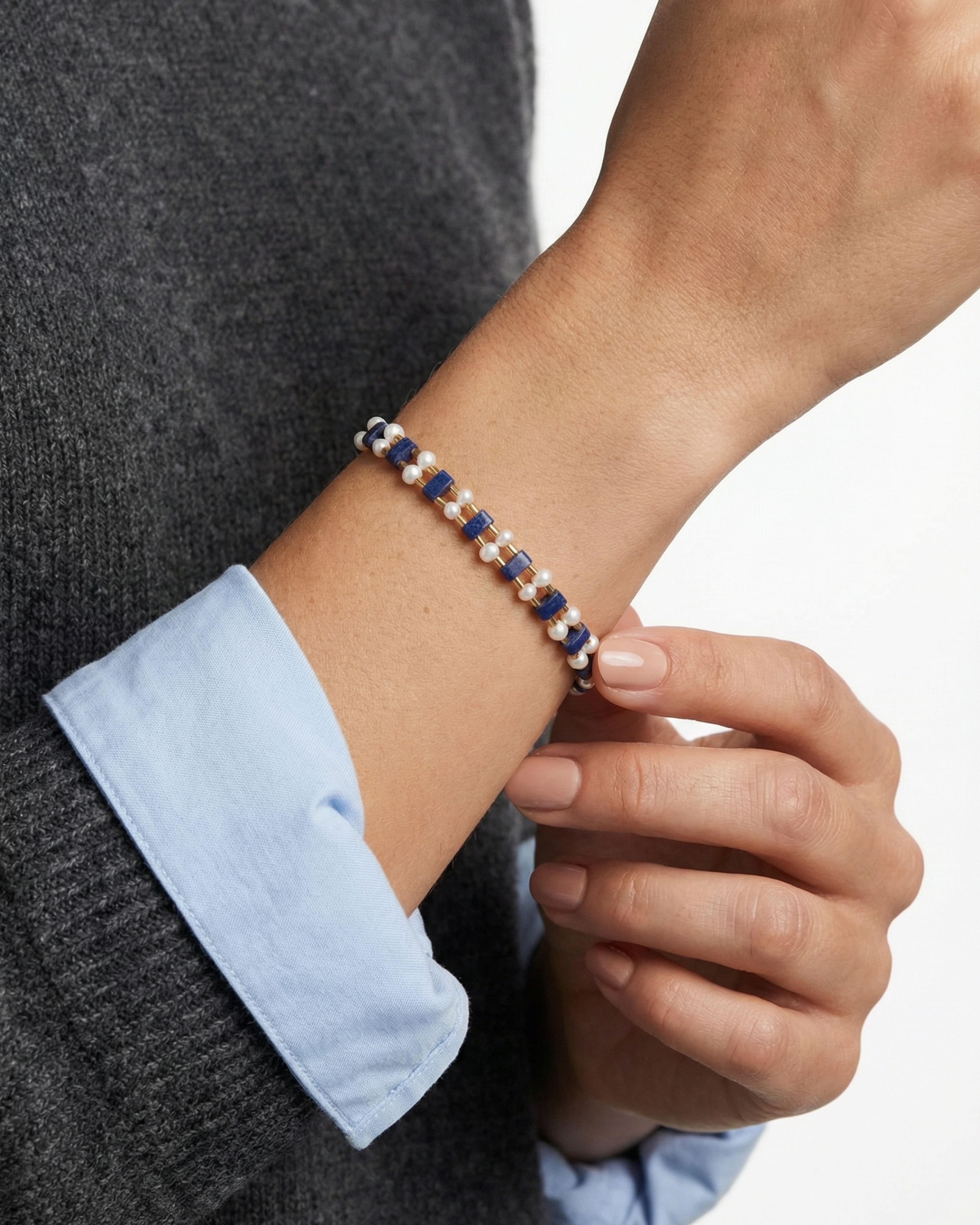 LAPİS HUE İNCİ BİLEKLİK