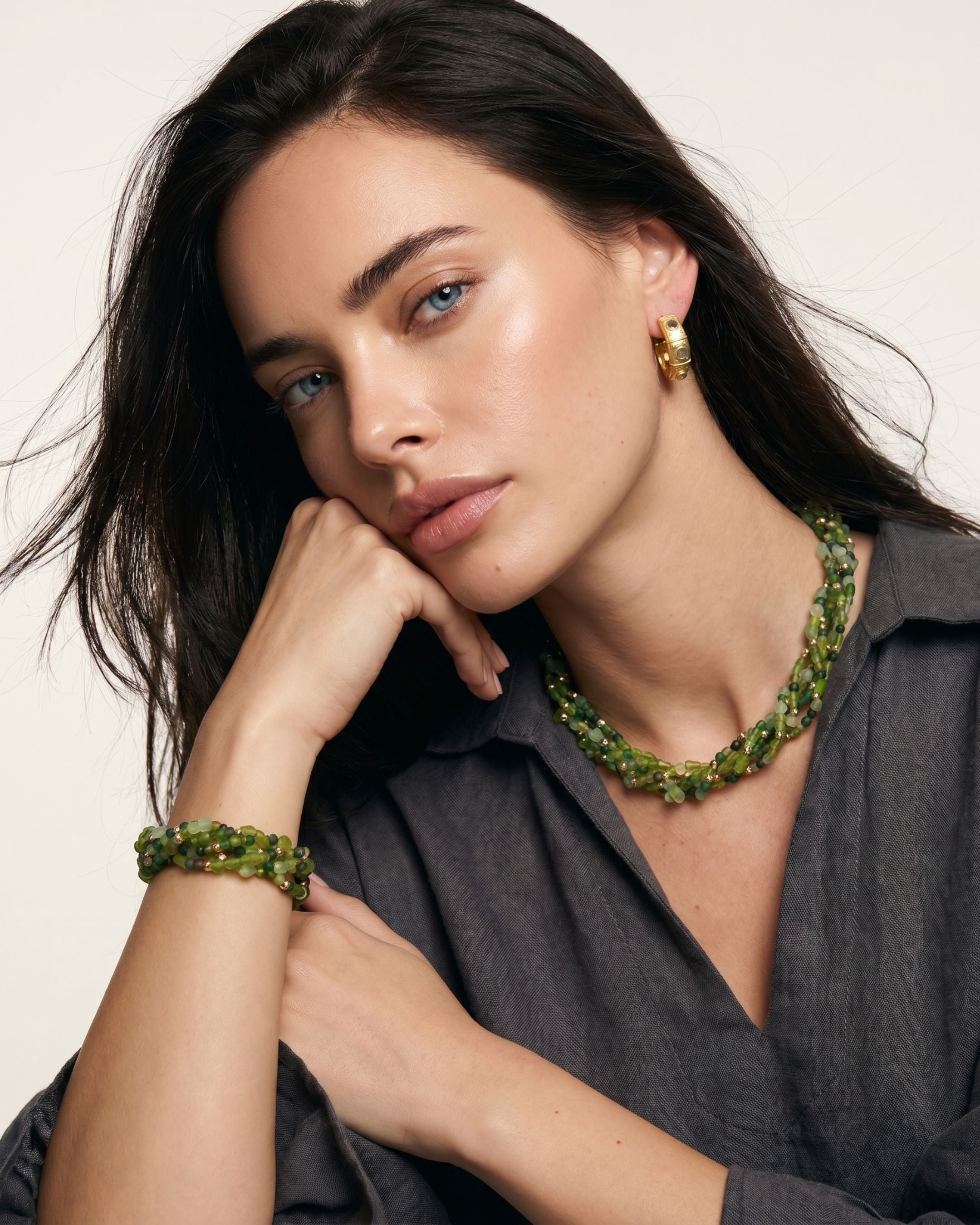 GYPSET PALM GREEN NATURAL STONE NECKLACE
