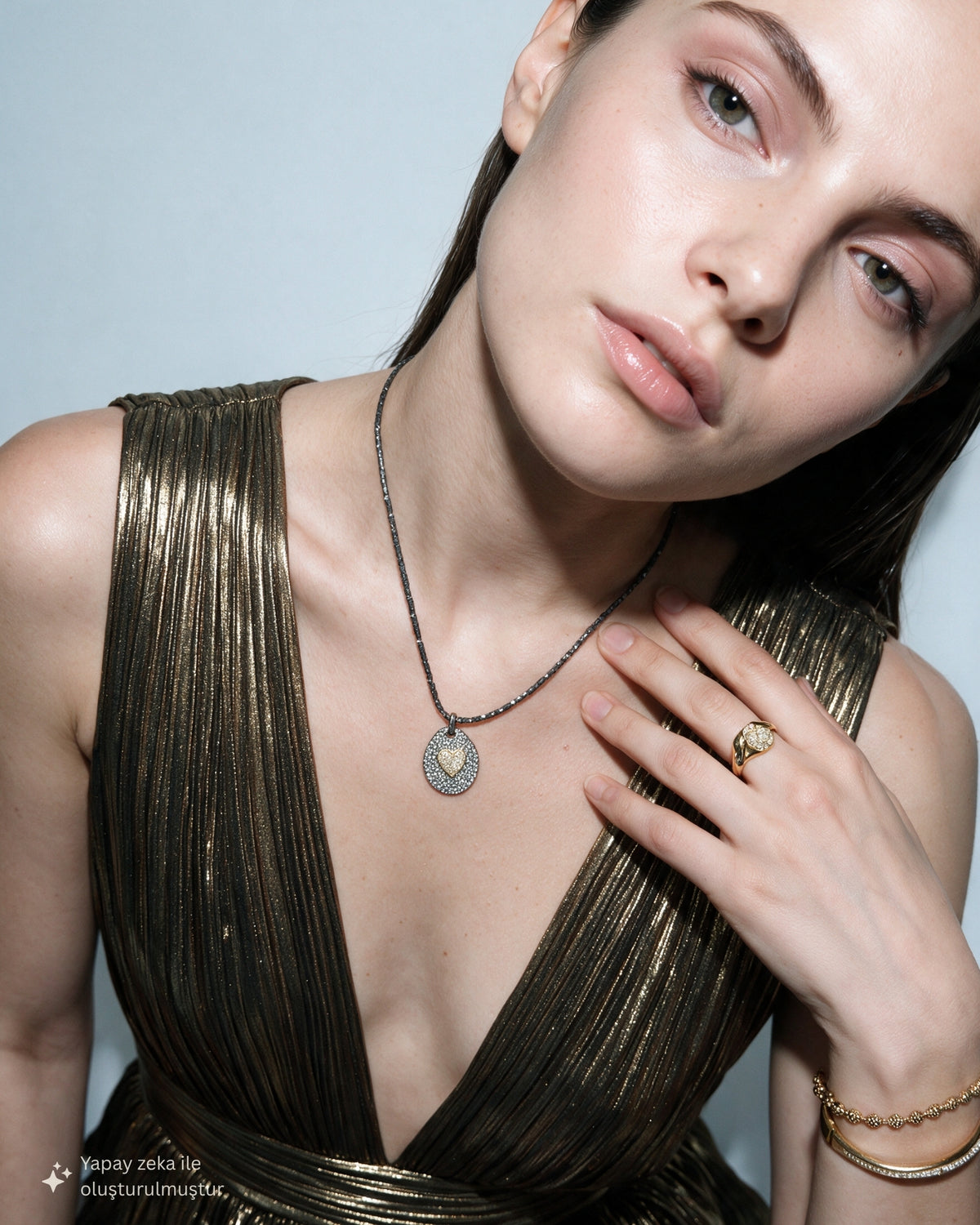 VALENTINA HEMATİT KALP KOLYE