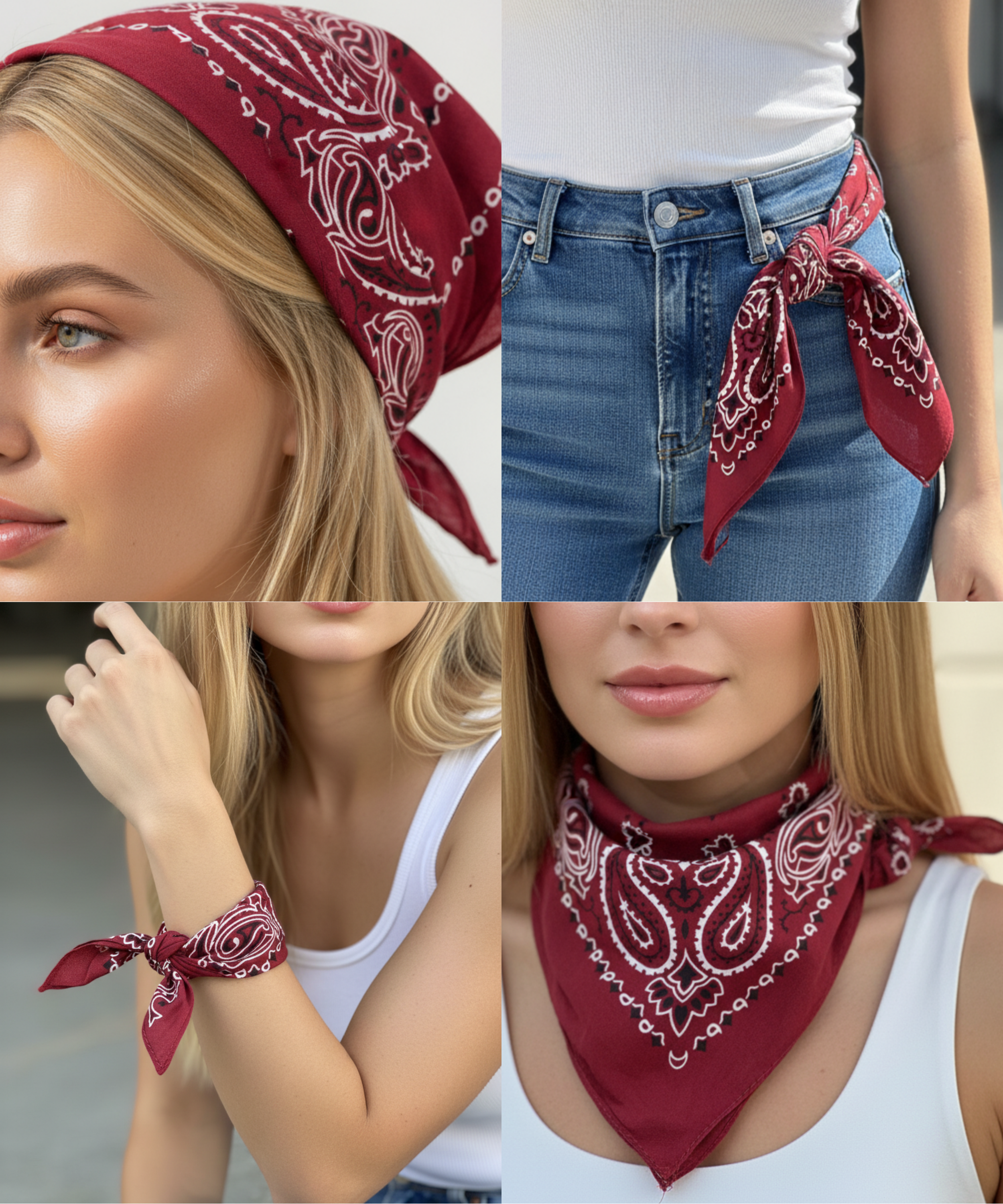 BORDO DESENLİ BANDANA