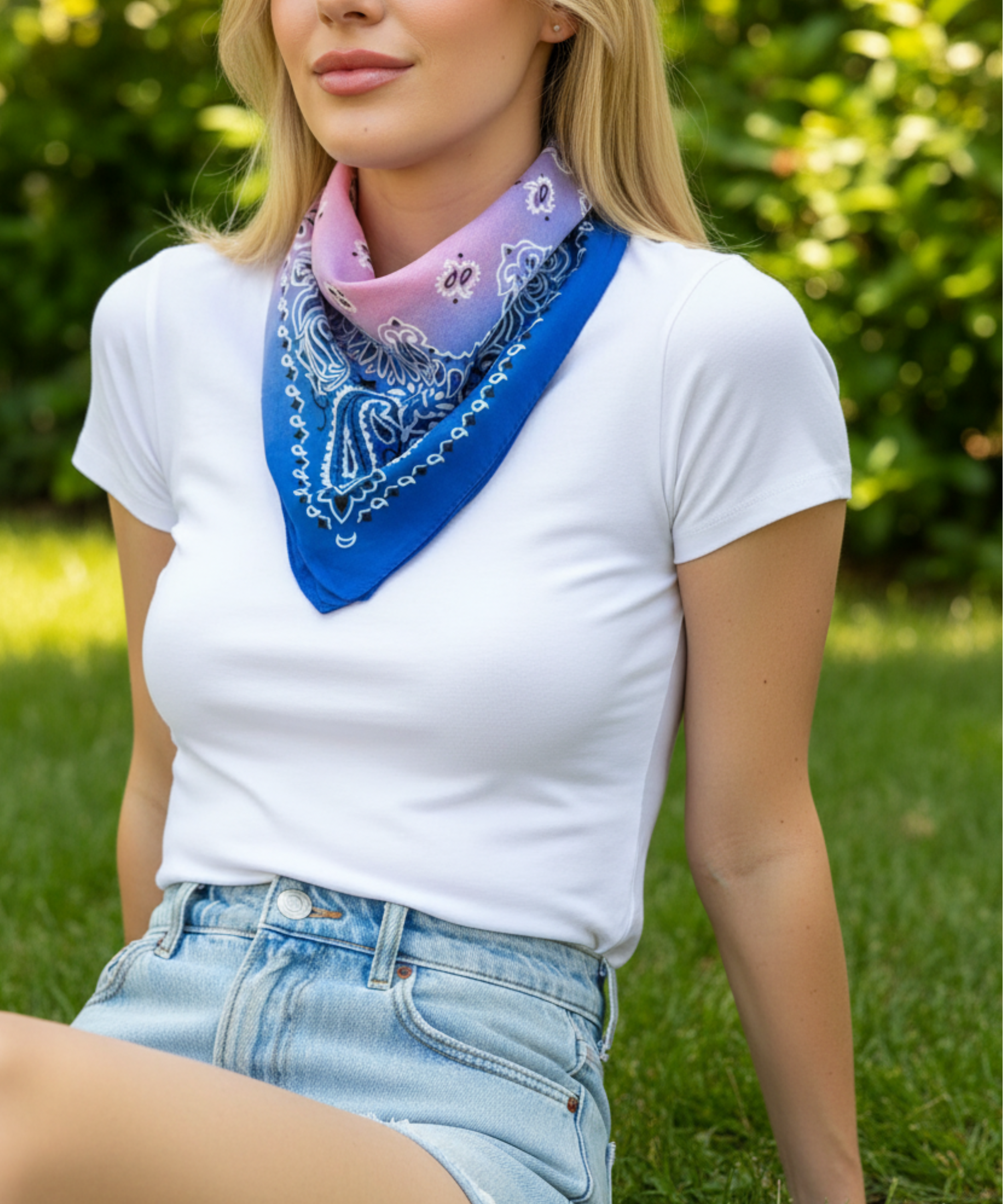 MAVİ PEMBE DESENLİ BANDANA