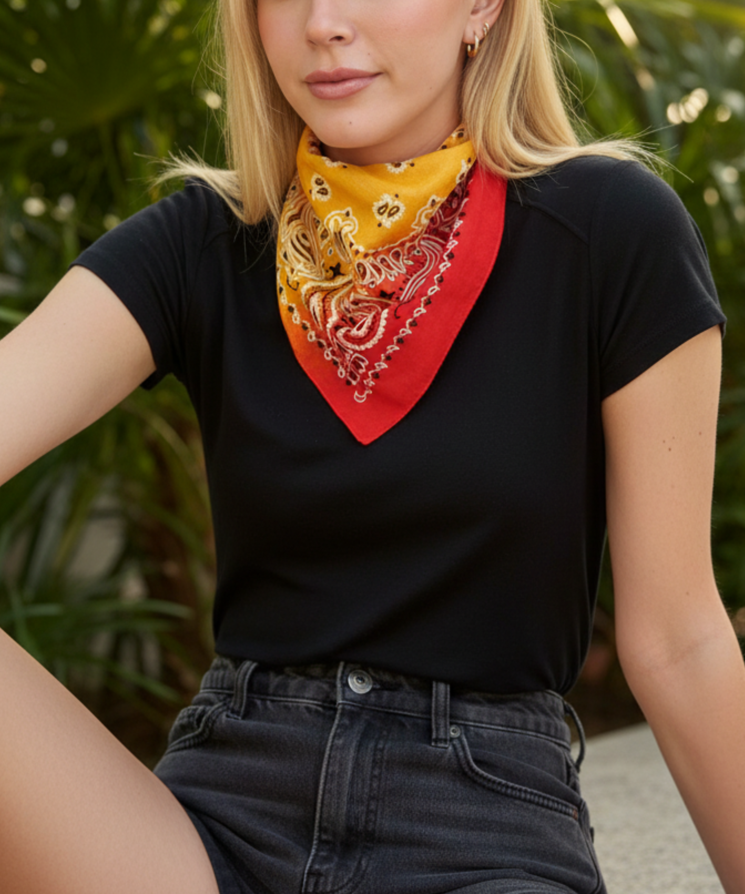 MOR TURUNCU DESENLİ BANDANA