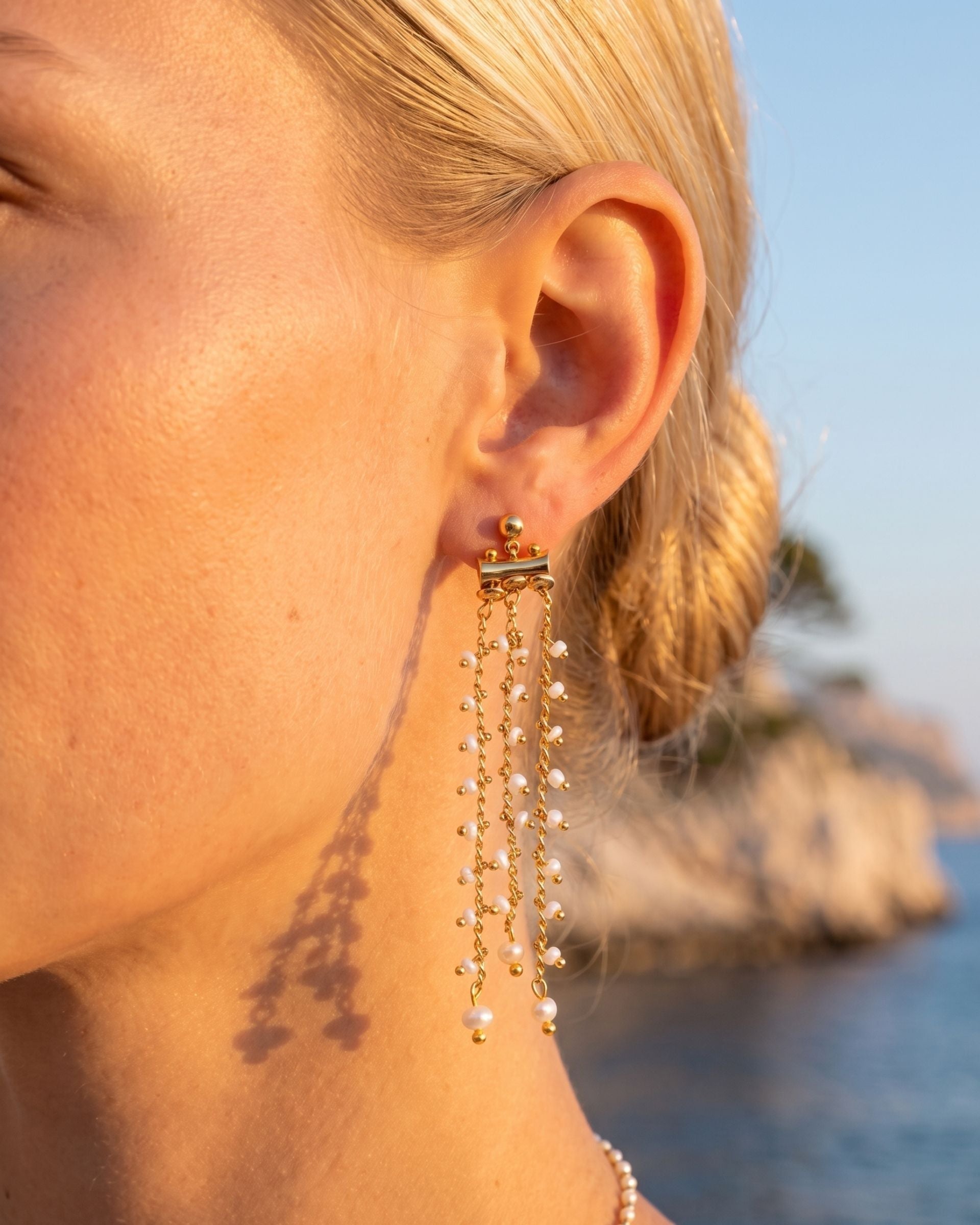 GYPSY WHITE BEADED EARRINGS