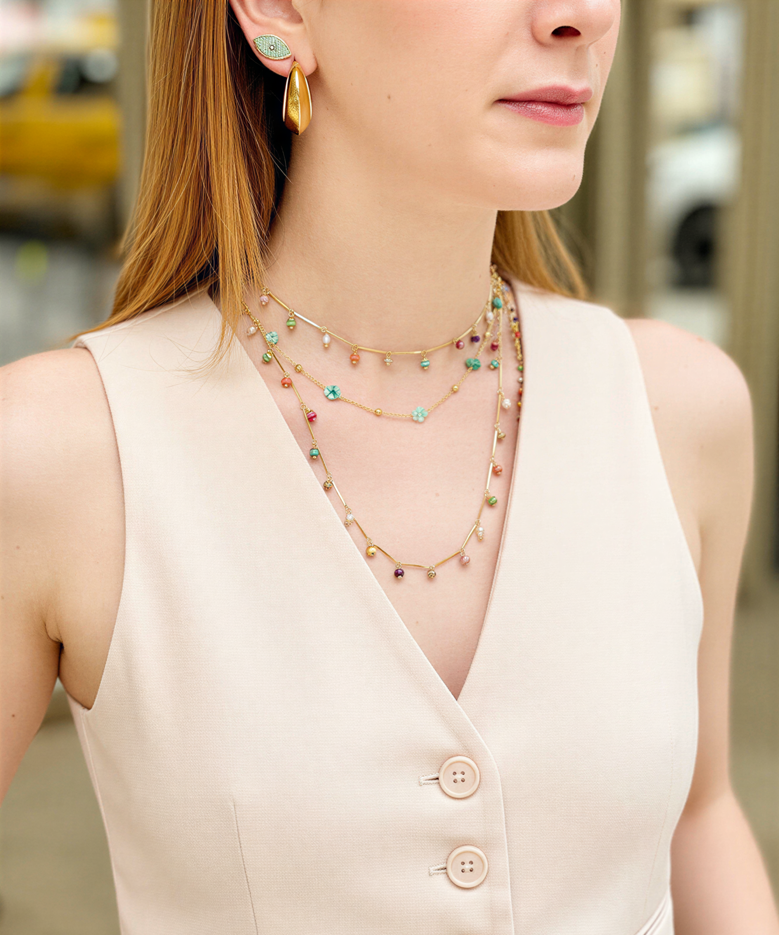 DANCING DISCO RAINBOW SPARKLE LONG NECKLACE