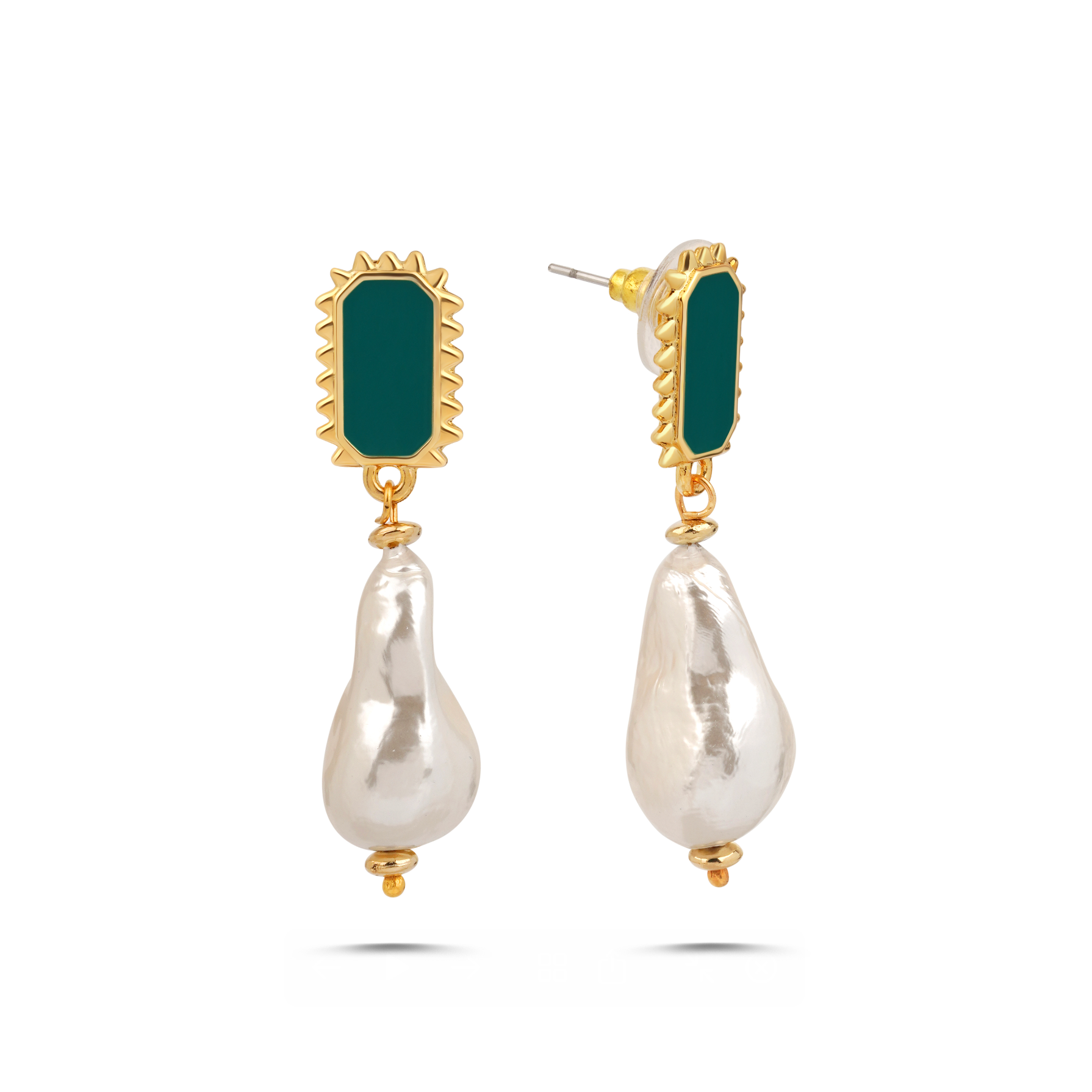 PORTOFINO EMERALD BAROQUE PEARL EARRINGS