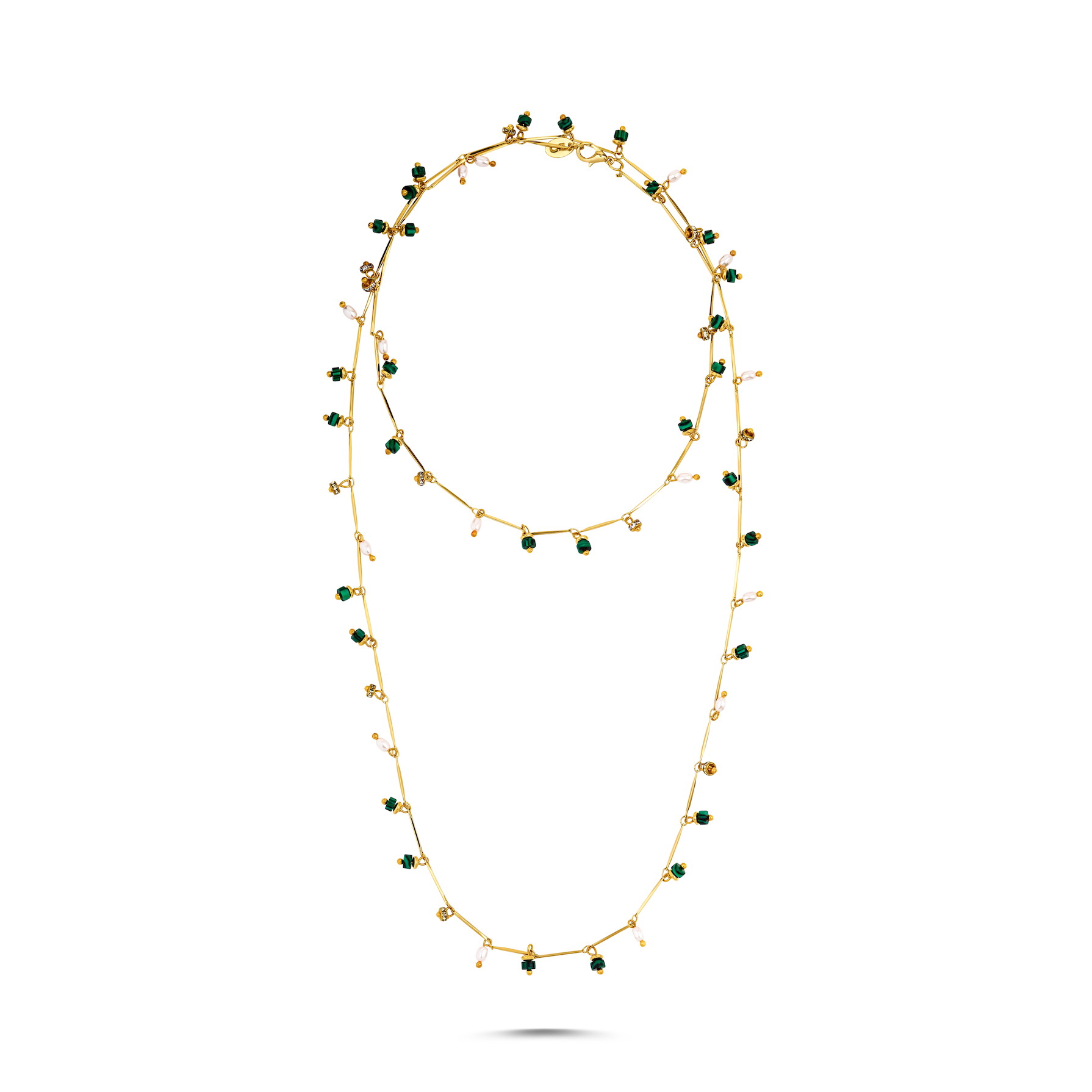 DANCING DISCO MALACHITE SPARKLE LONG NECKLACE