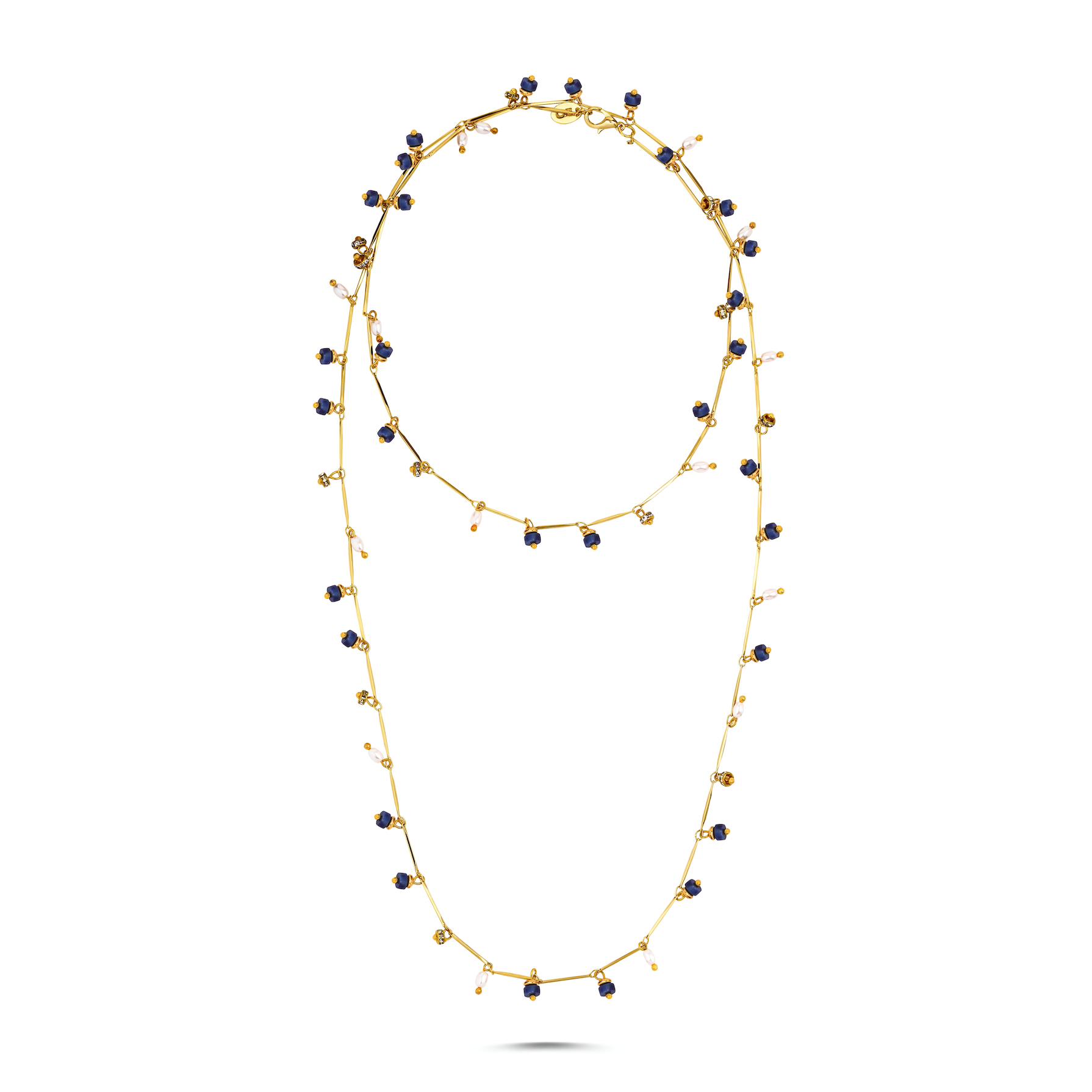 DANCING DISCO LAPIS SPARKLE LONG NECKLACE