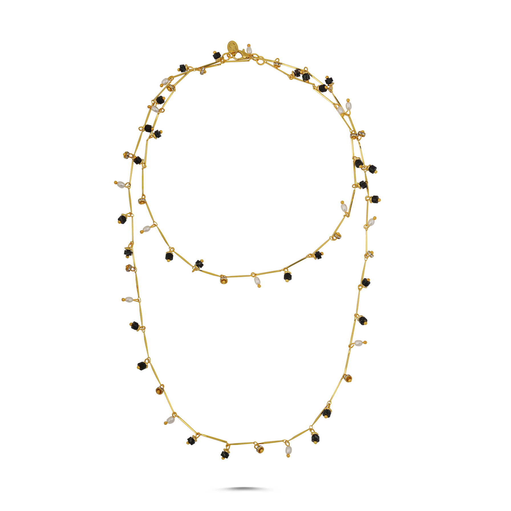 DANCING DISCO BLACK SPARKLE LONG NECKLACE