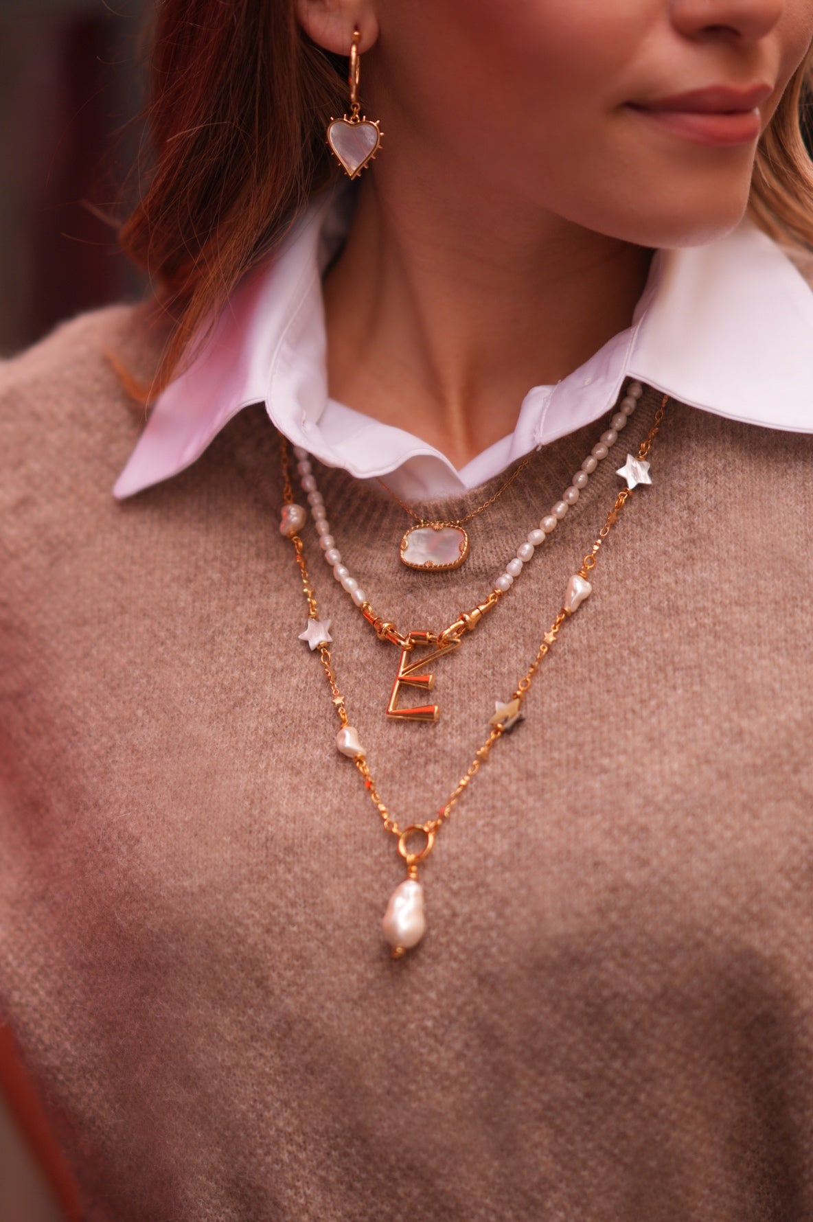 LETTER LOCK PEARL NECKLACE