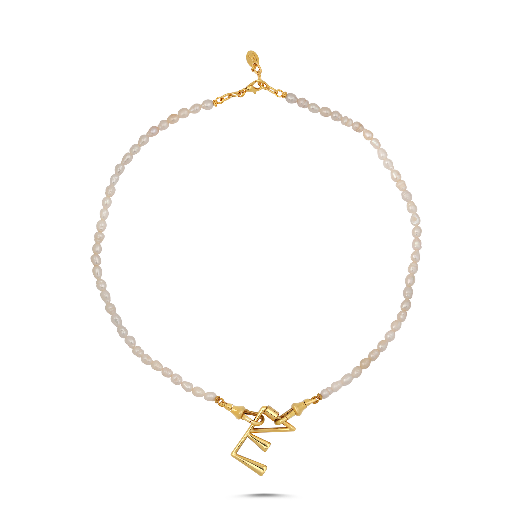 LETTER LOCK PEARL NECKLACE