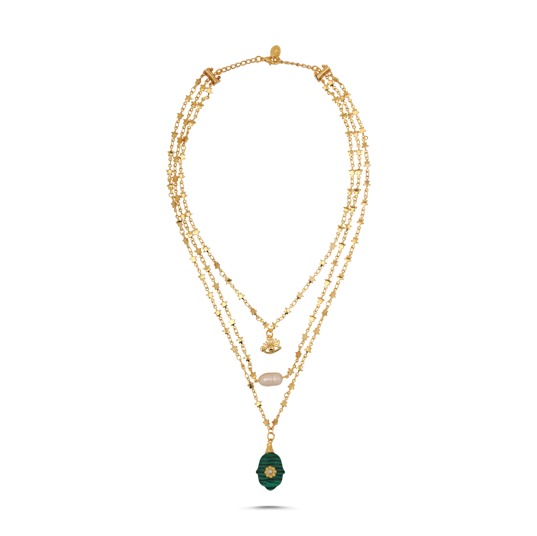 HAMSA MALACHITE CHAIN NECKLACE