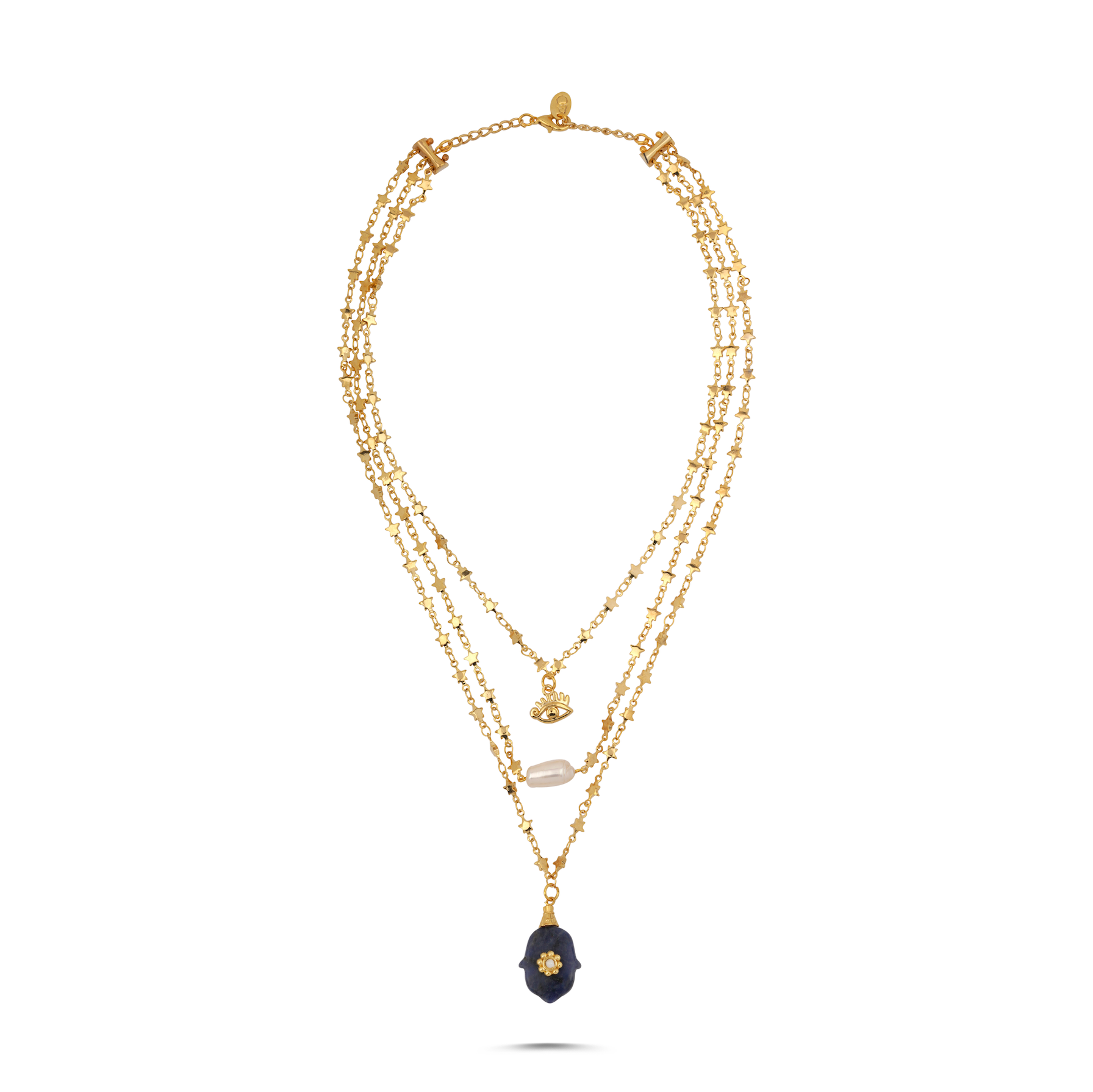 HAMSA LAPIS CHAIN NECKLACE