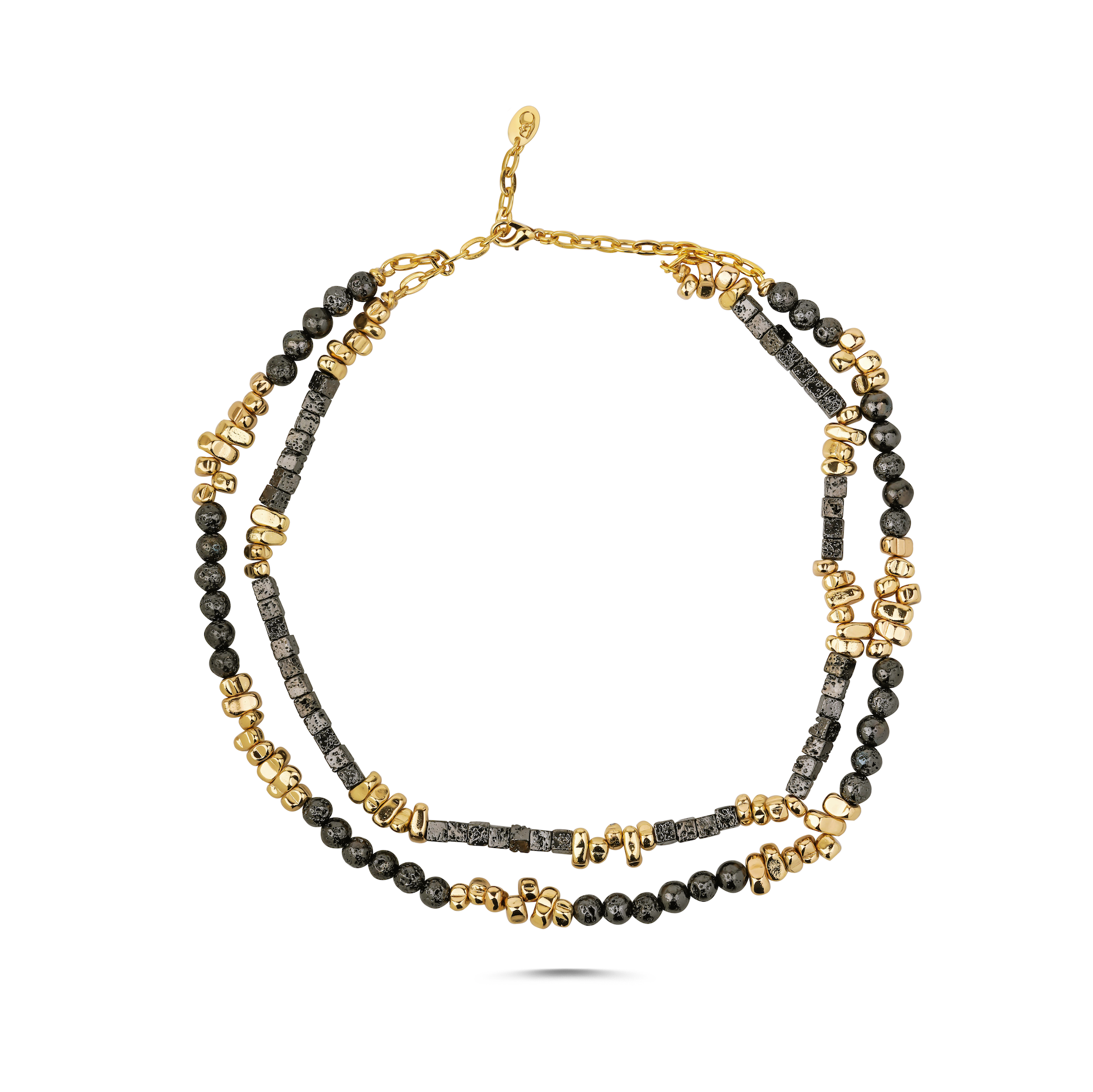 GOLDEN BRICKET DOUBLE ROW NECKLACE
