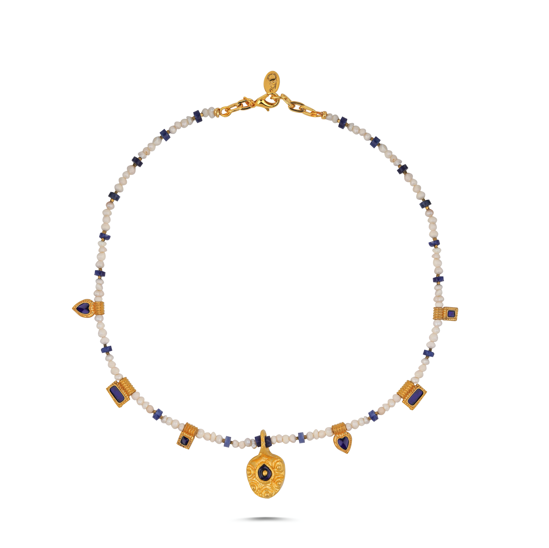VINTAGE SONATA LAPIS PEARL NECKLACE