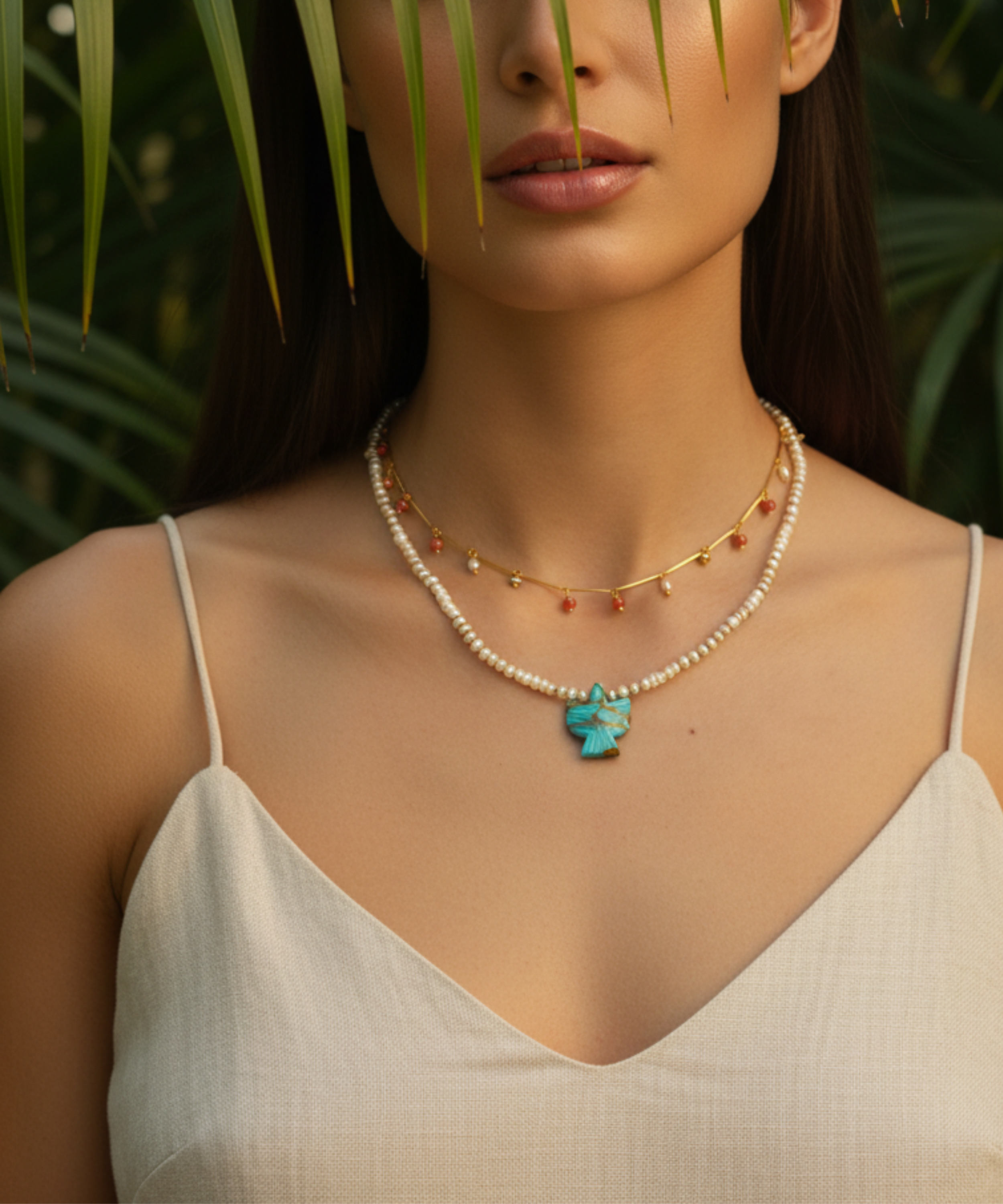 TURQUOISE GALE AIGLE PEARL NECKLACE