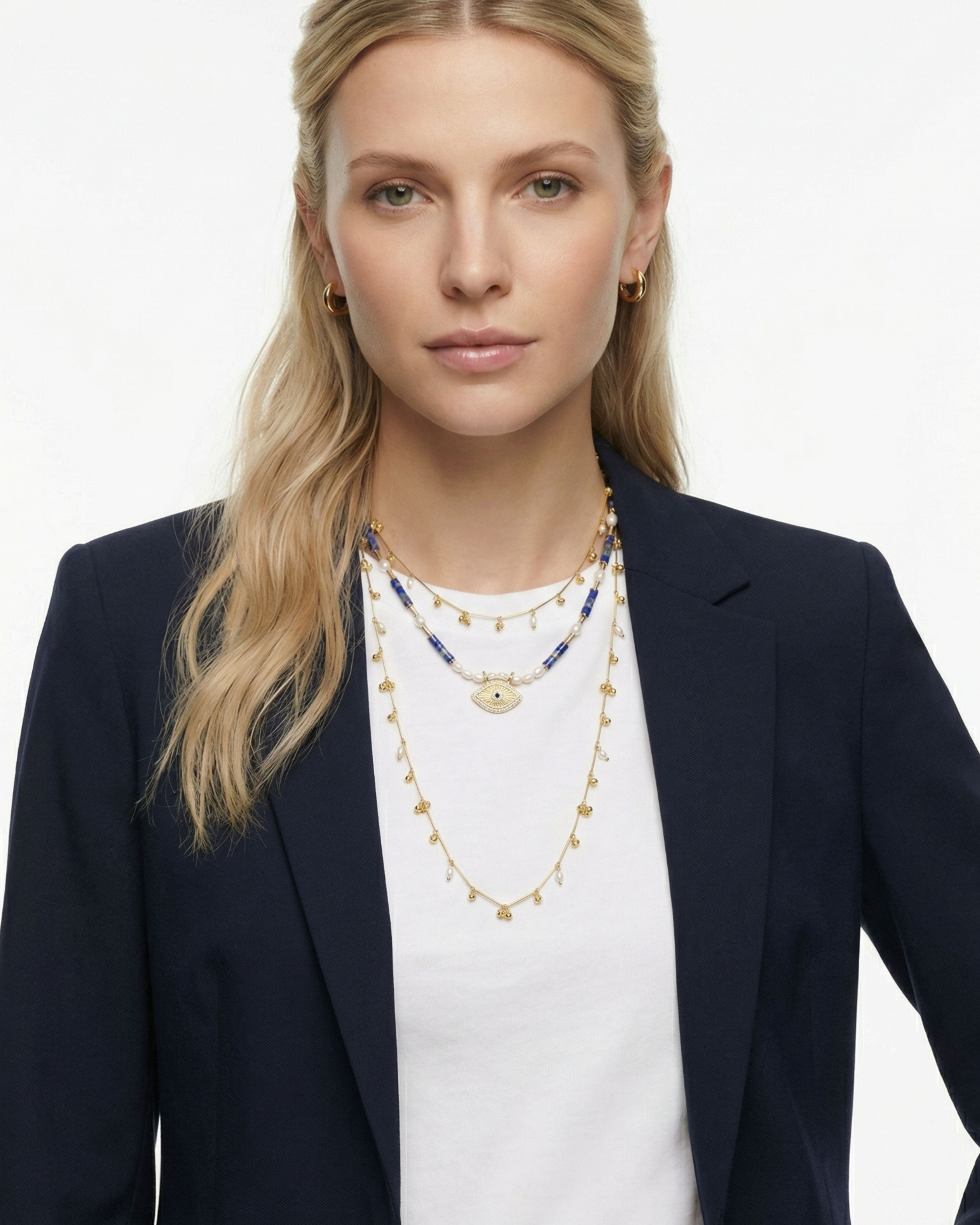 AZURE GAZE PEARL NAZAR NECKLACE