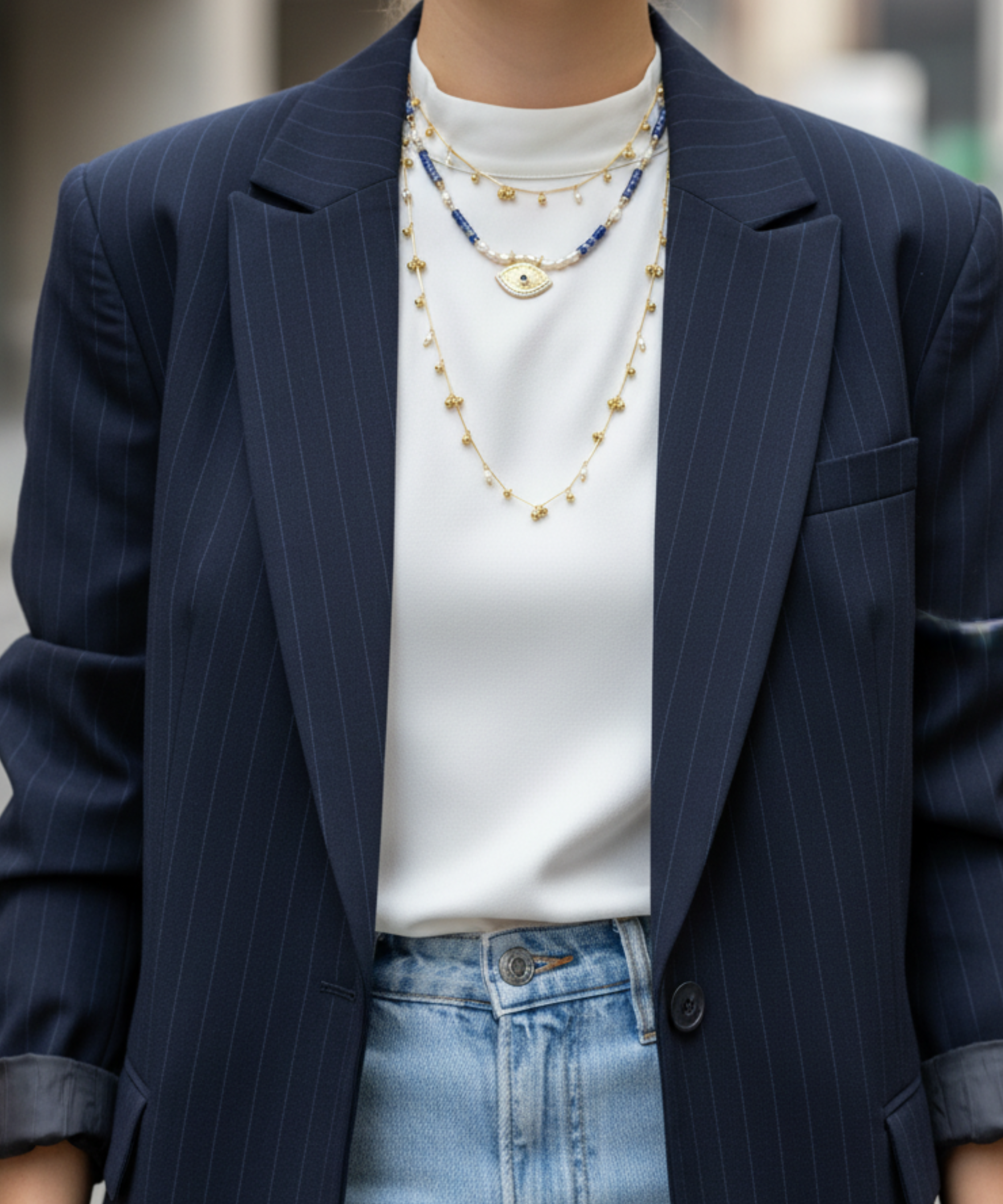 AZURE GAZE PEARL NAZAR NECKLACE