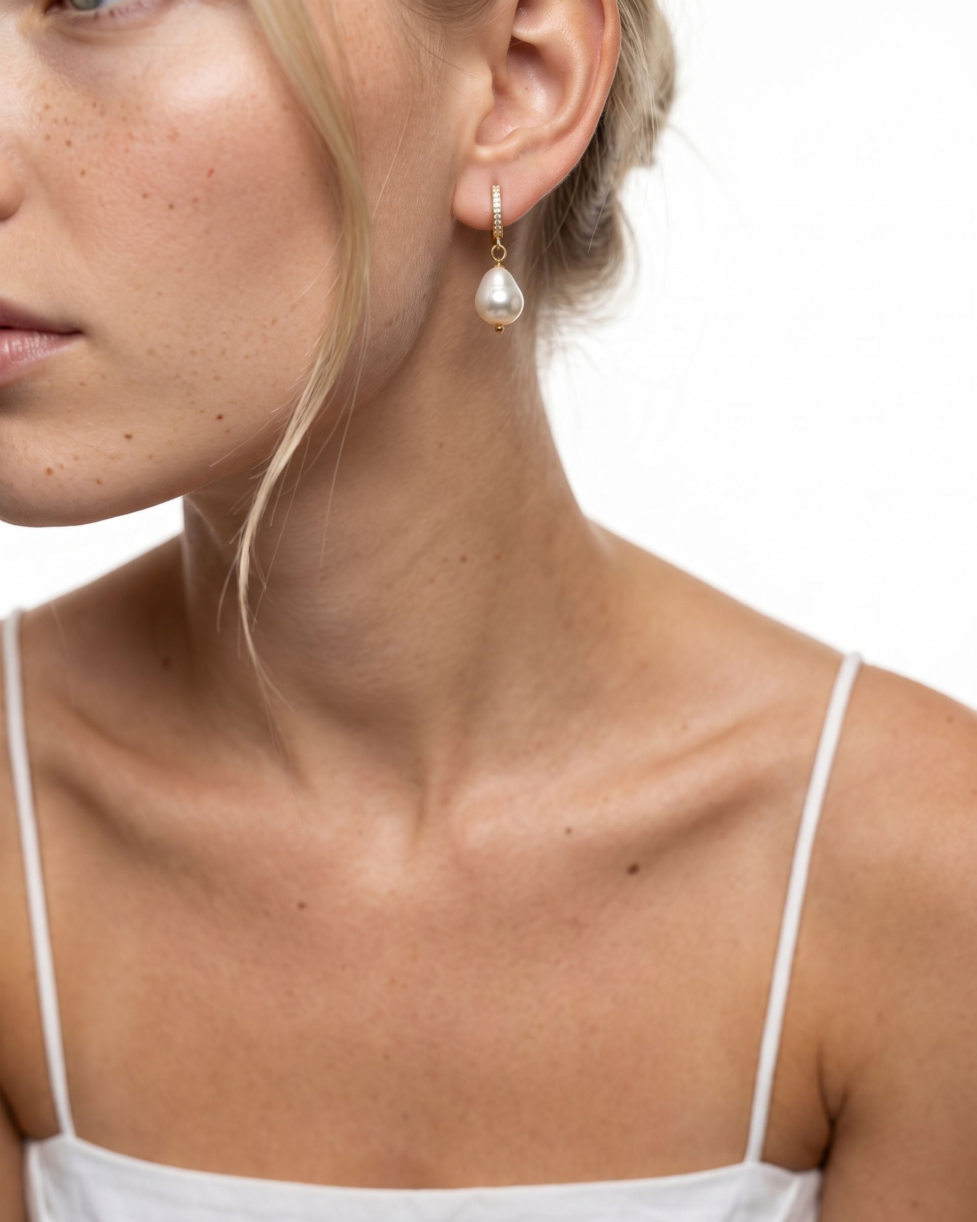 WHITE DUSK BAROQUE PEARL EARRINGS