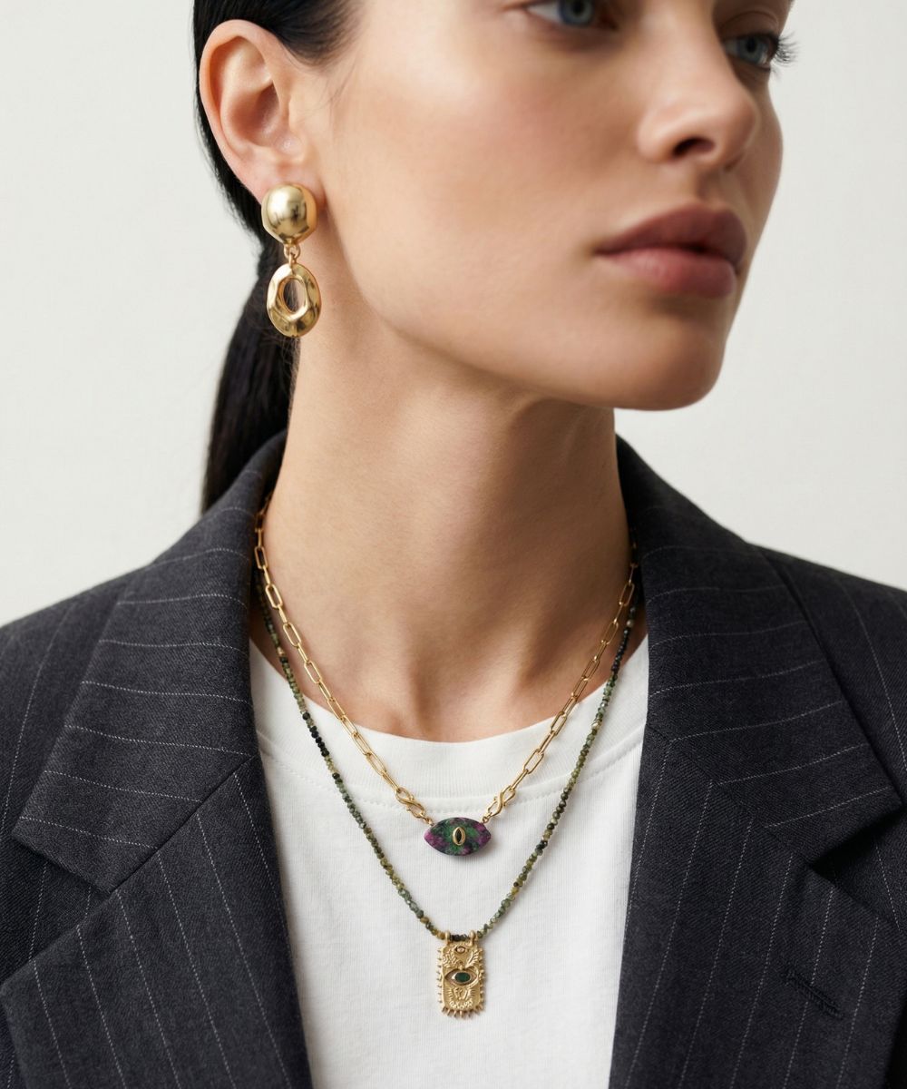 GUARDIAN EYE RUBY ZOISITE KOLYE