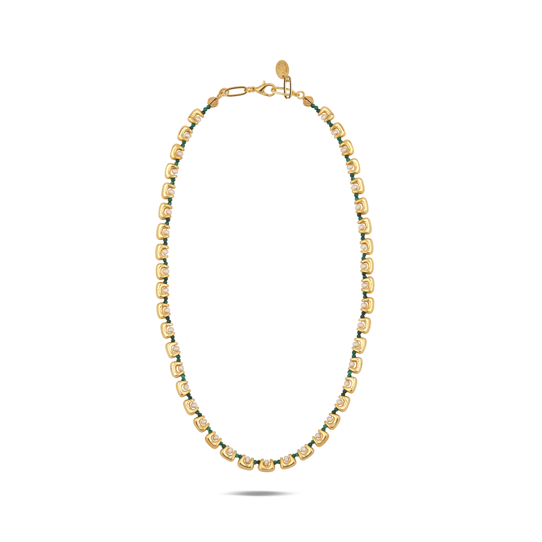 GOLDEN WAVE MALAHİT İNCİ KOLYE