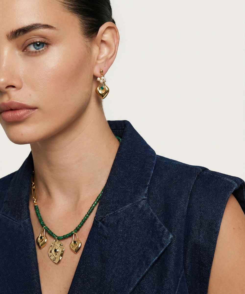 NOMAD MALAHİT CHARM KOLYE