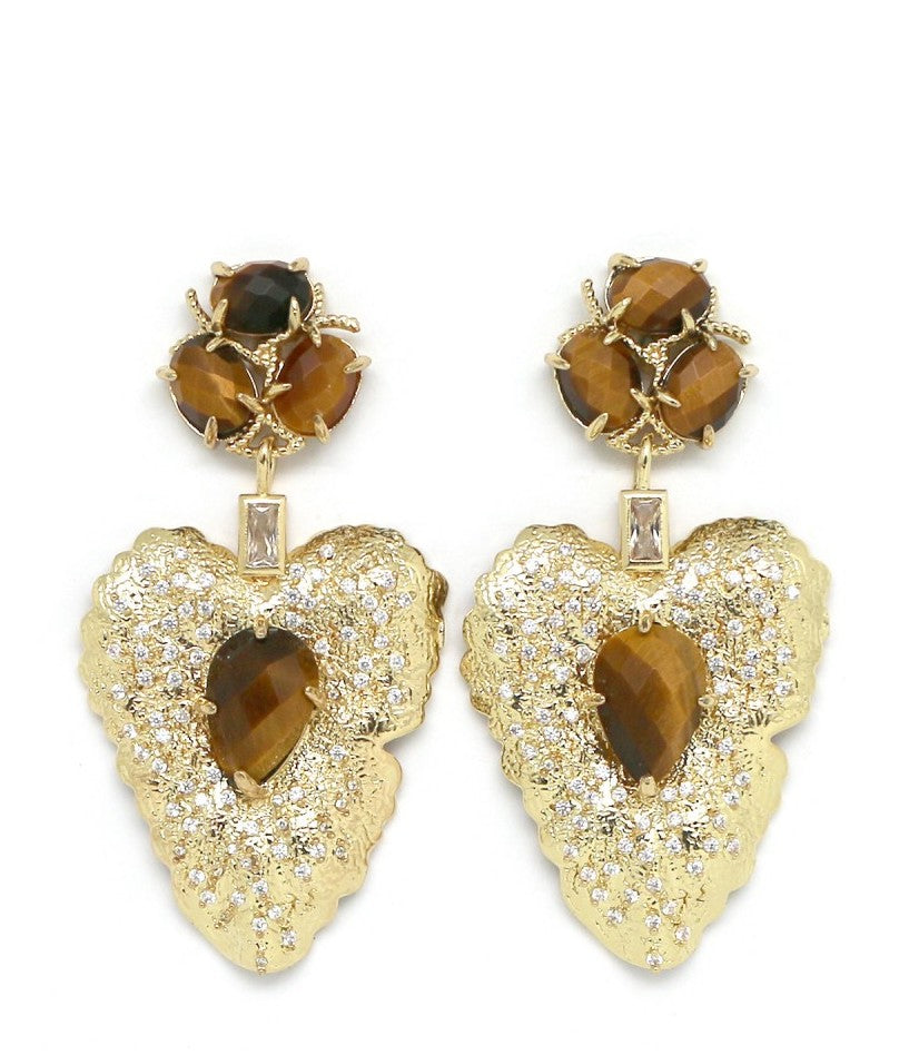 GOLDEN AMOUR TIGER EYE EARRINGS