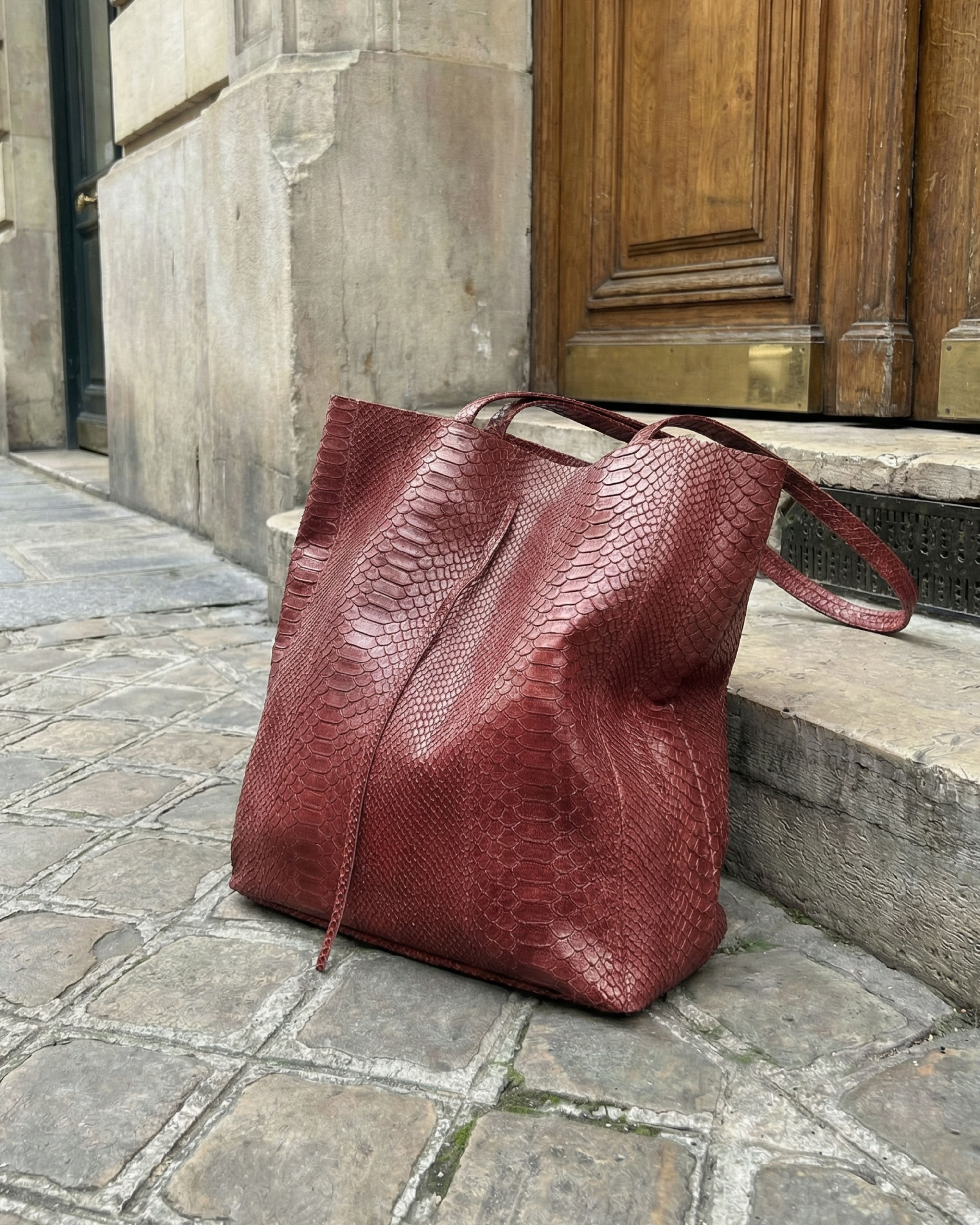 ESSENTIAL BURGUNDY LEATHER LARGE TOTE BAG