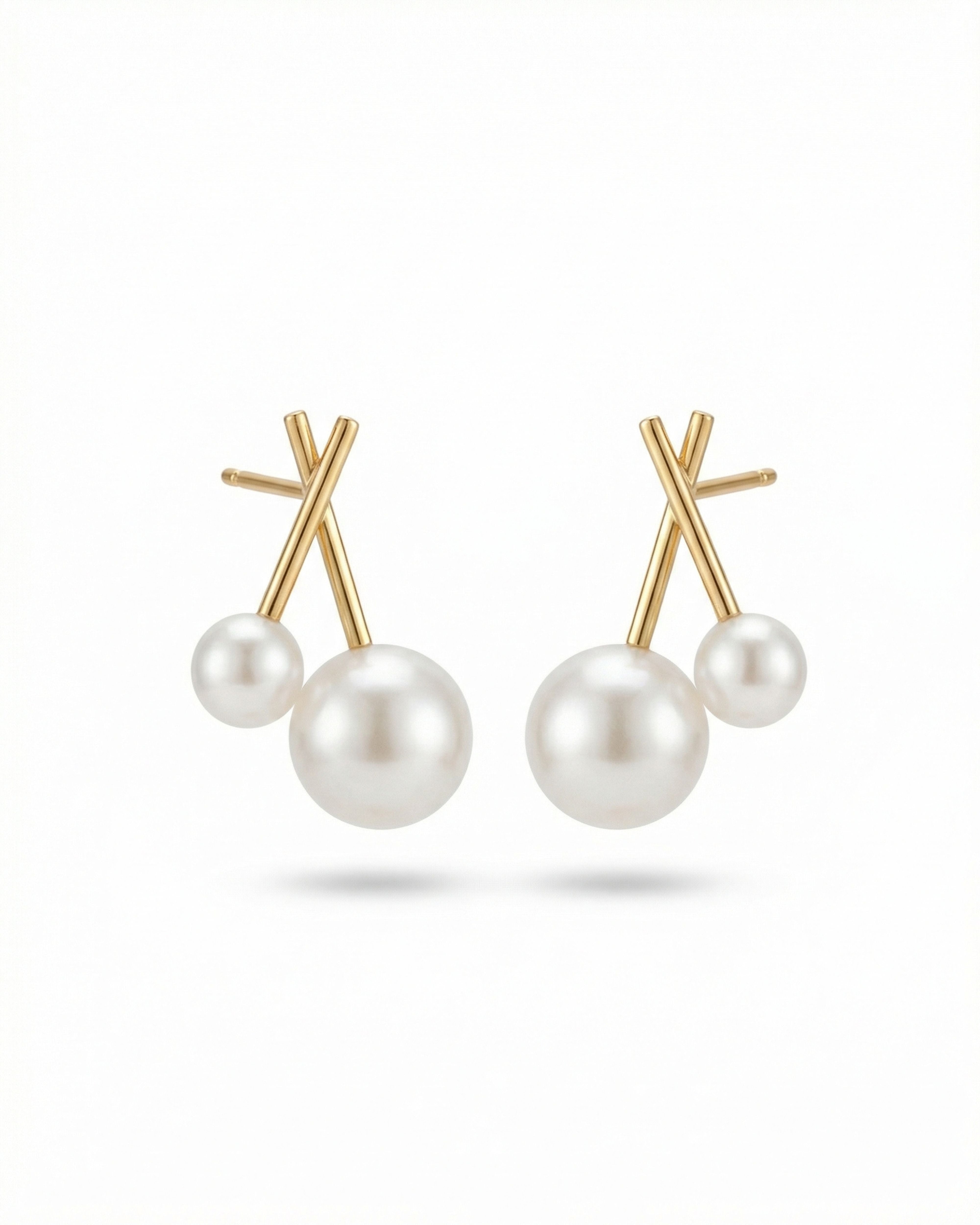 CROSS PEARL STUD EARRINGS