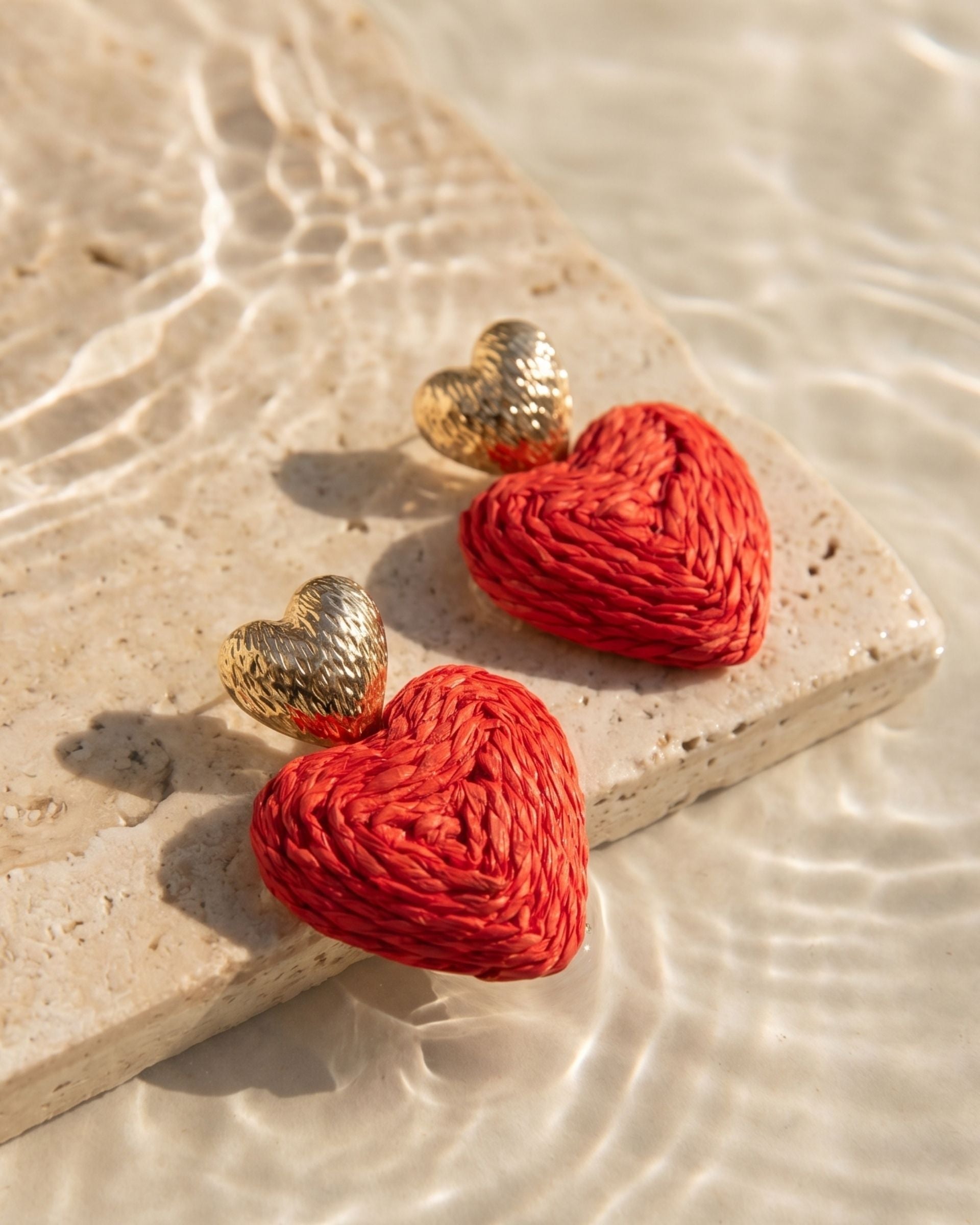 COASTAL HEART POPPY RED EARRINGS