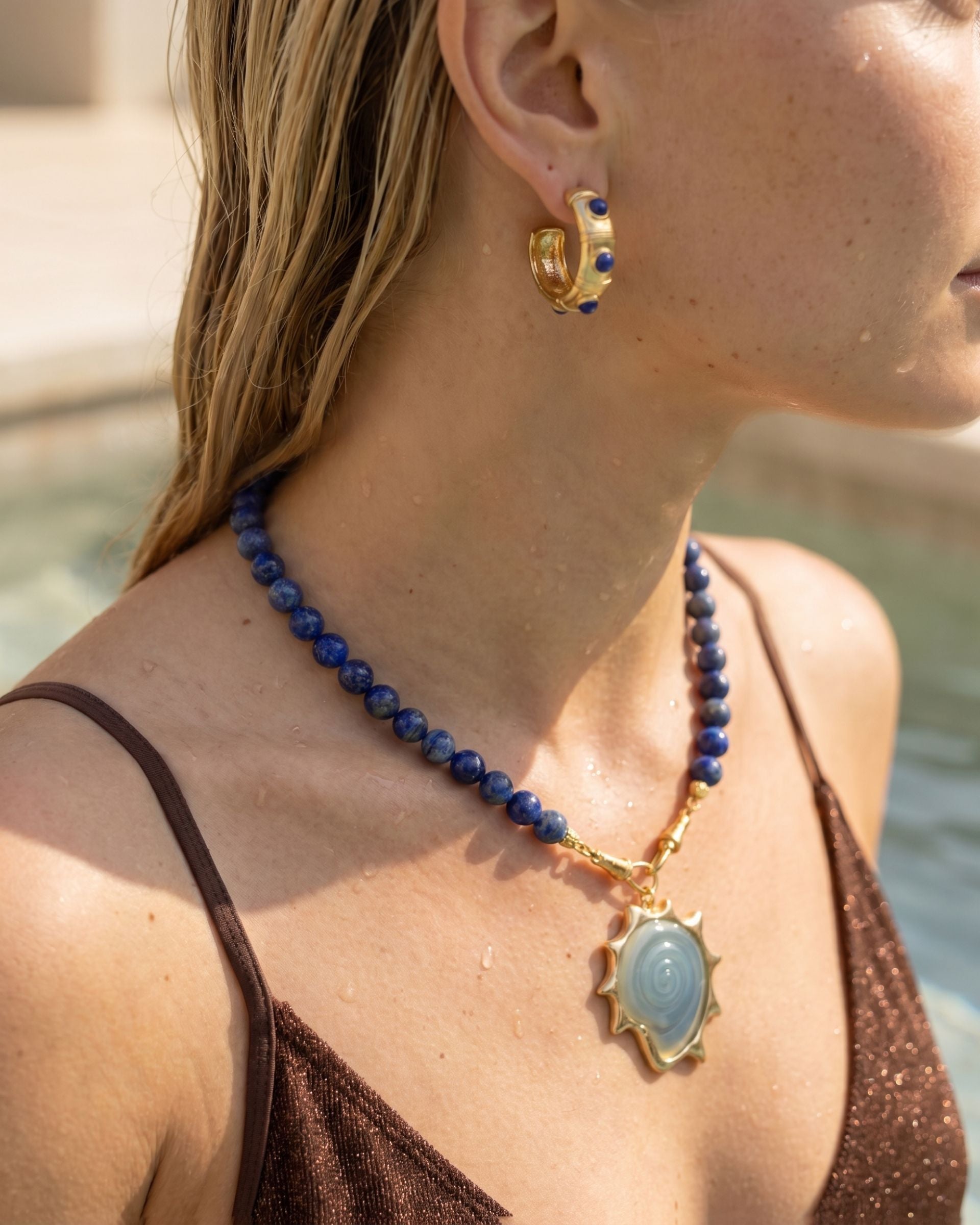 LAPIS BLUE SPIRAL NECKLACE
