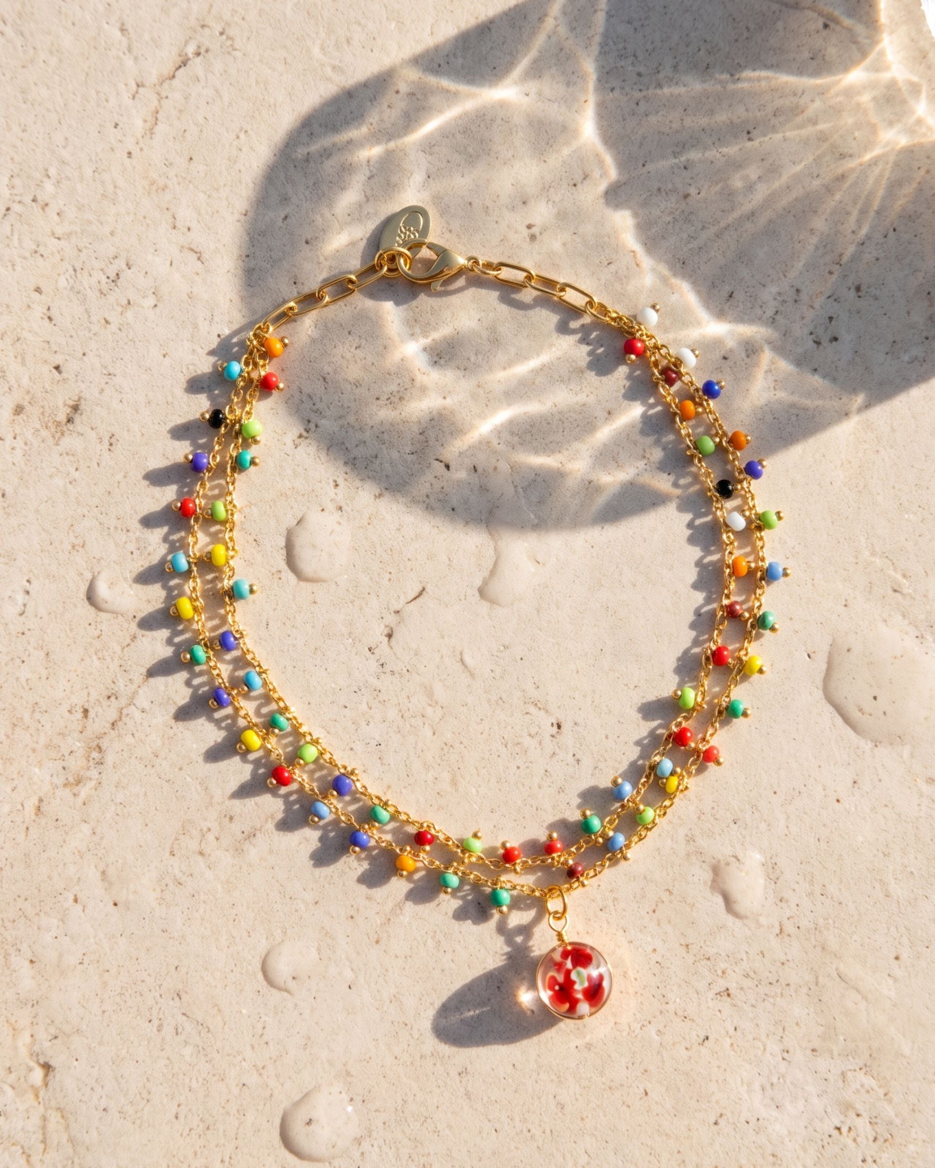GYPSY MULTICOLOR DOUBLE ROW ANKLET