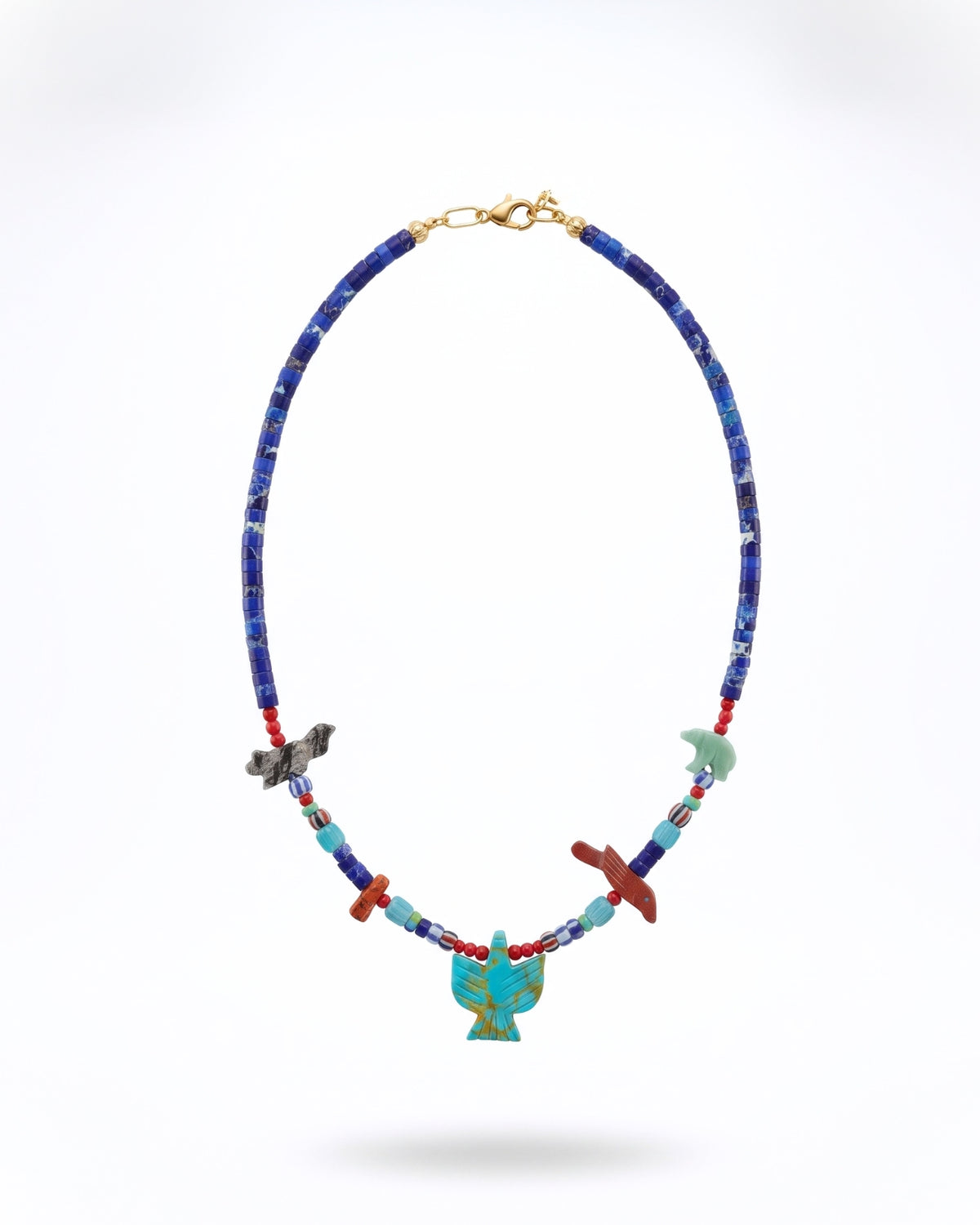 AVORA LAPIS MULTI EAGLE NECKLACE