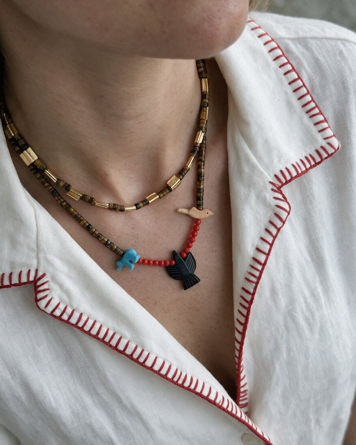 AVORA TIGER EYE EAGLE NECKLACE