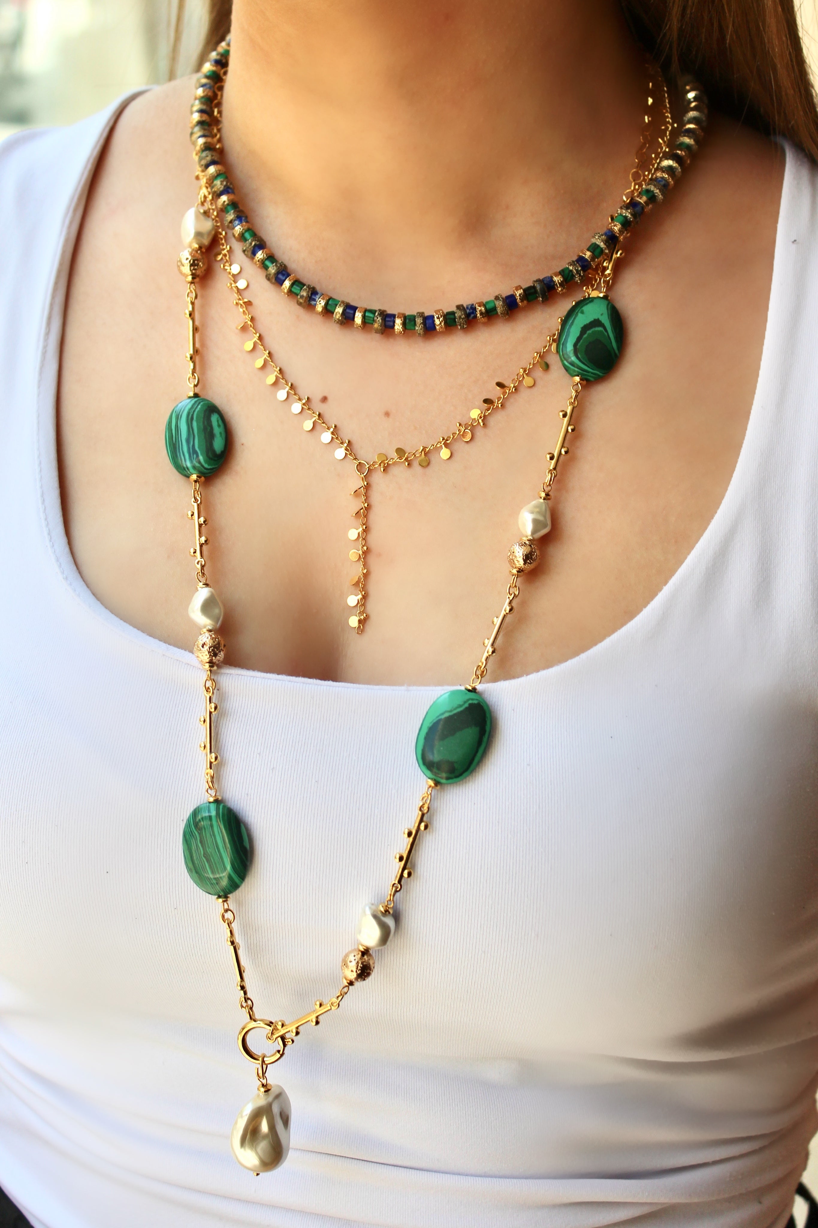 GOLDEN SKY LAPIS MALACHITE NECKLACE