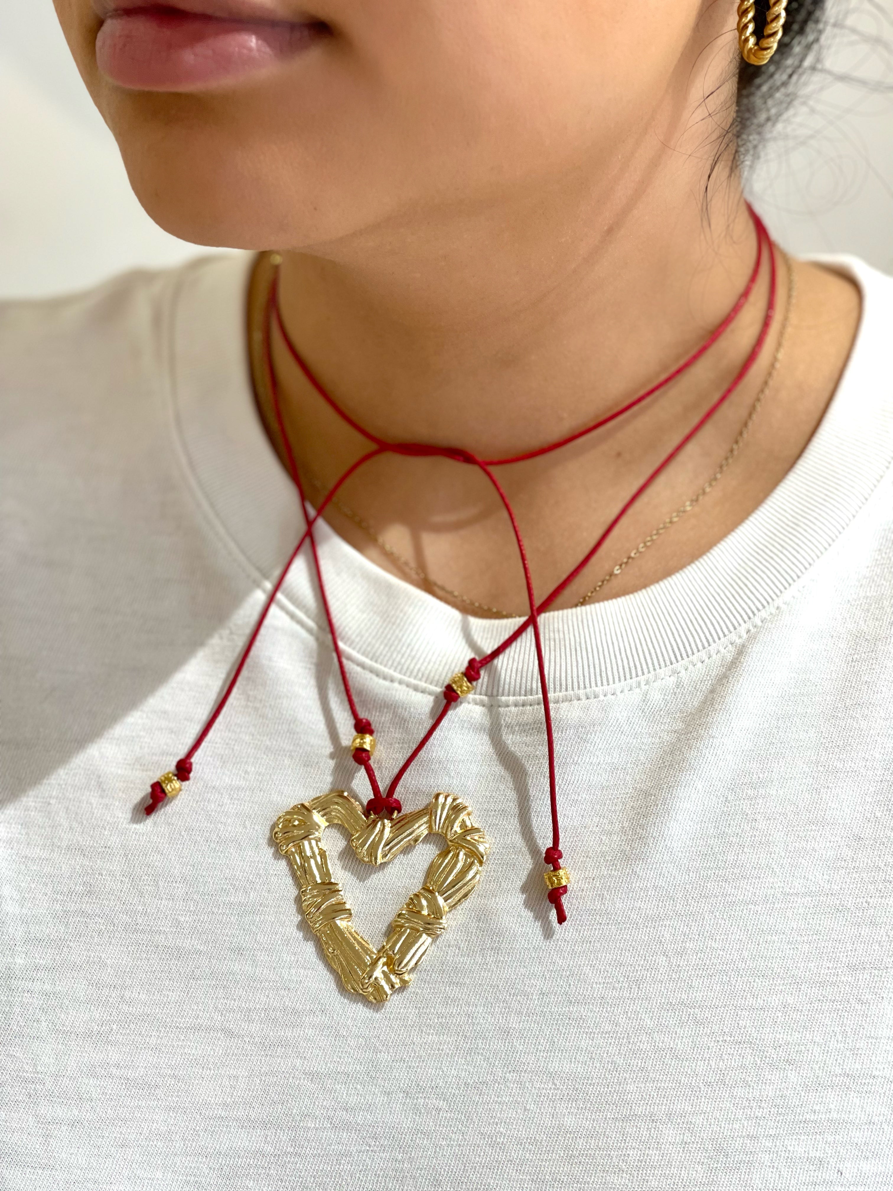 GOLDEN PULSE HEART ROPE NECKLACE