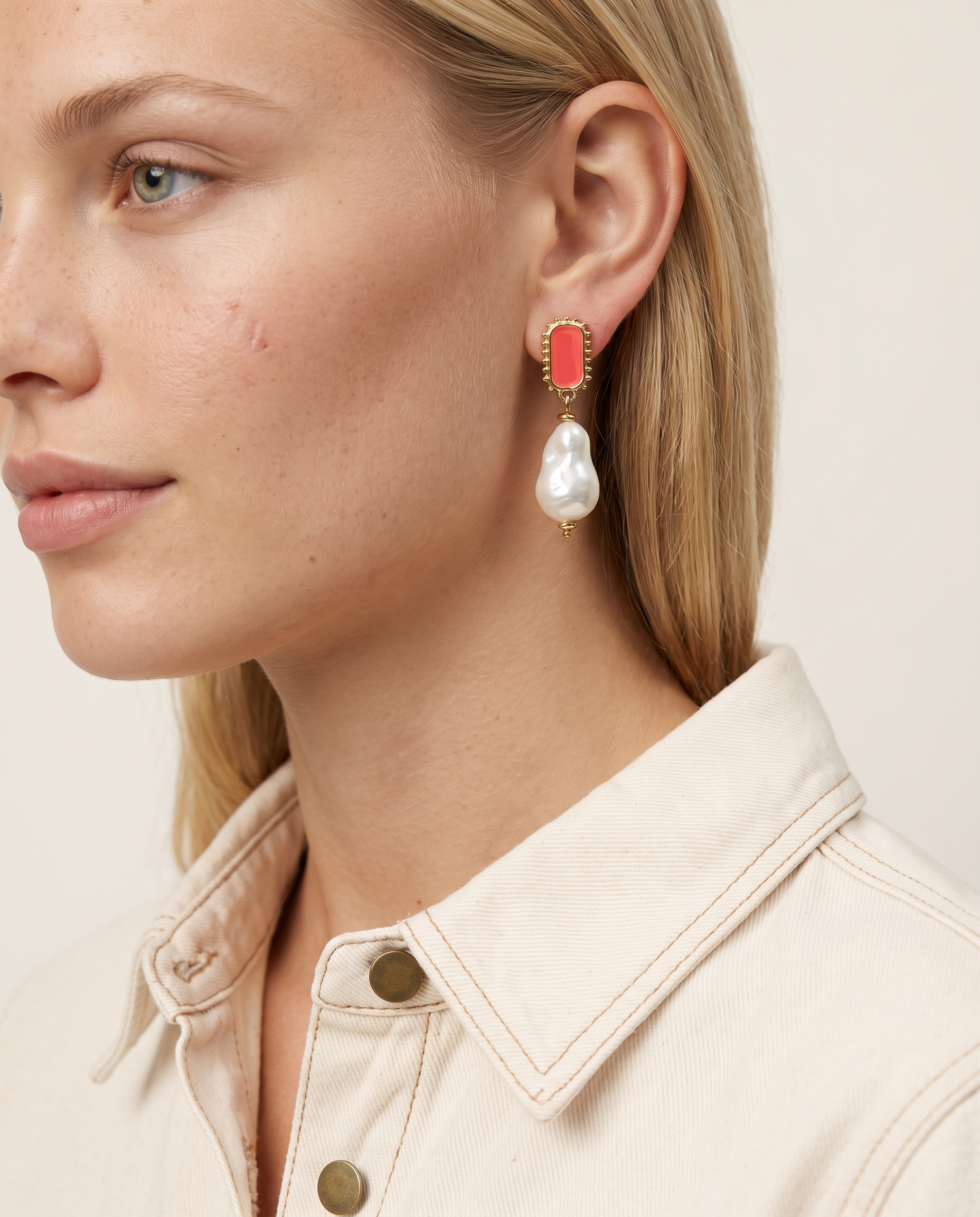 PORTOFINO ORANGE BAROQUE PEARL EARRINGS