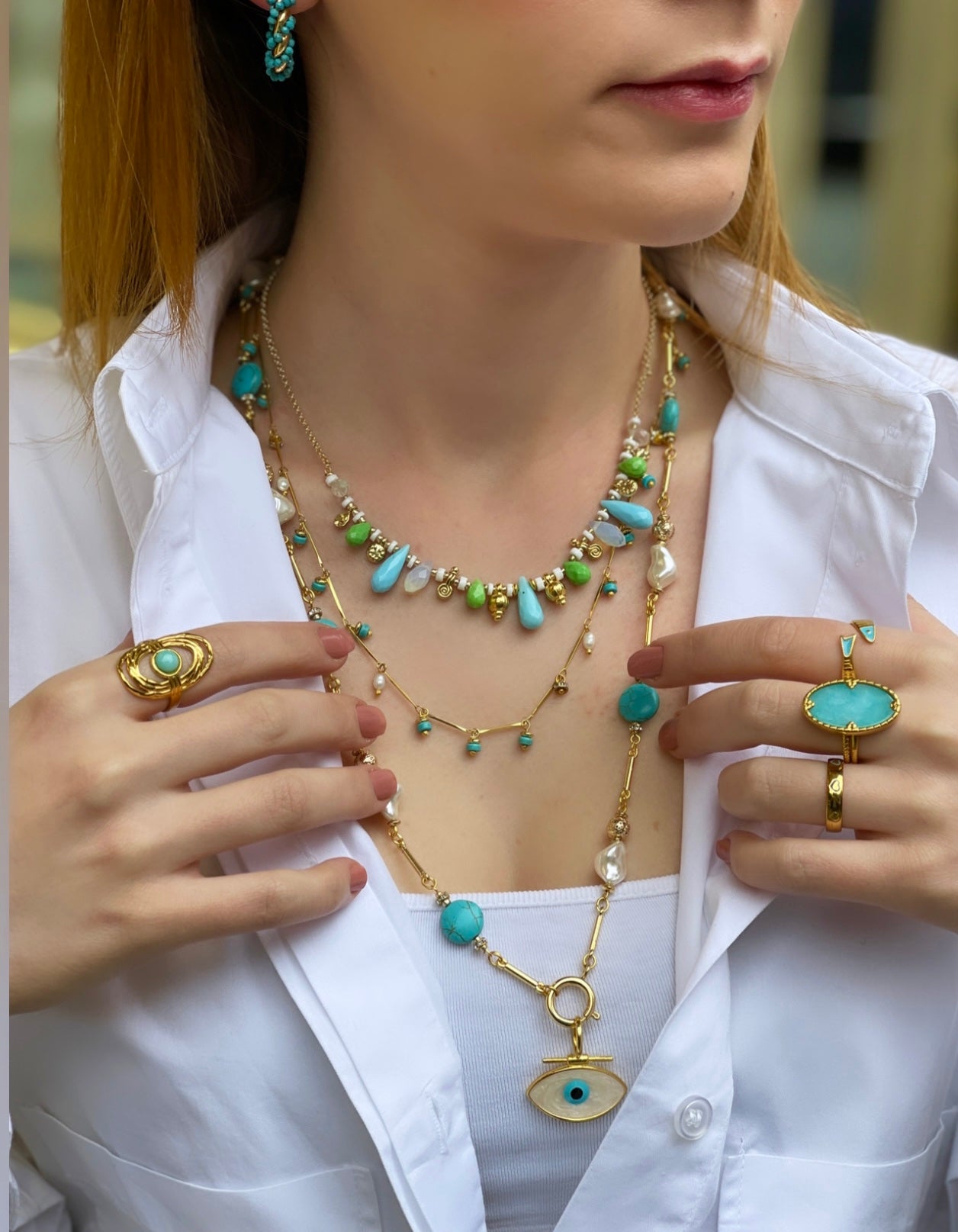 DANCING DISCO TURQUOISE SPARKLE NECKLACE