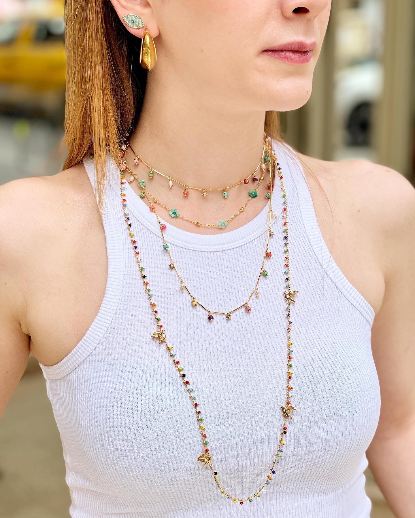 DANCING DISCO RAINBOW SPARKLE LONG NECKLACE