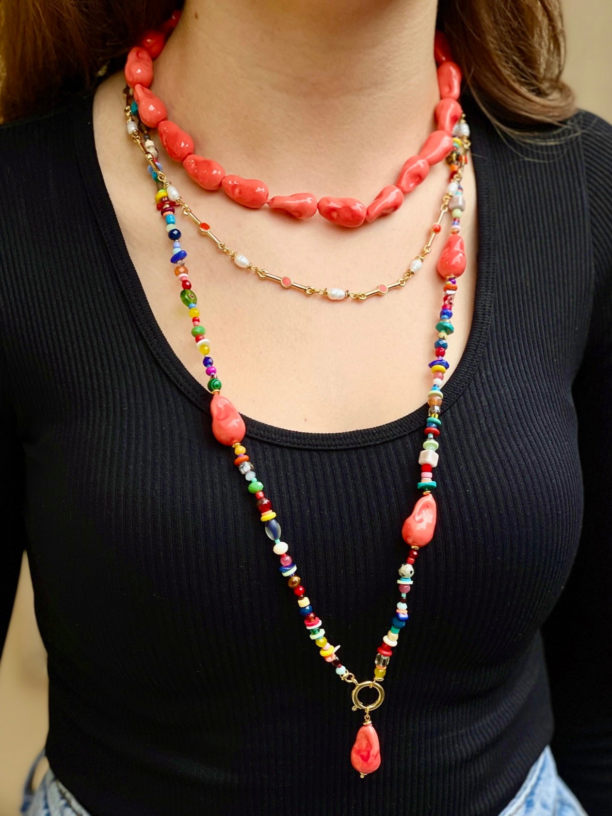 LAGUNA CORAL PEARL NECKLACE