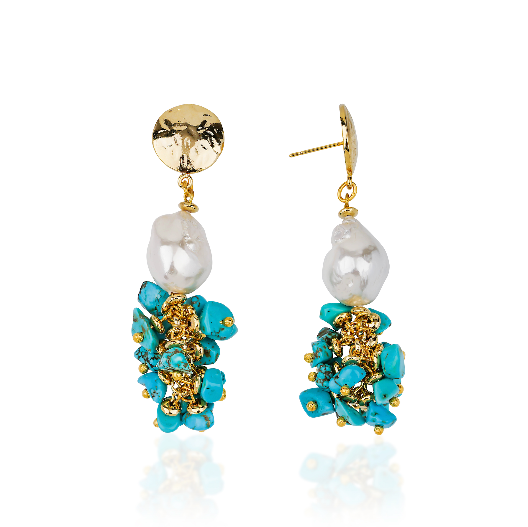 DANCING TURQUOISE BAROQUE PEARL EARRINGS