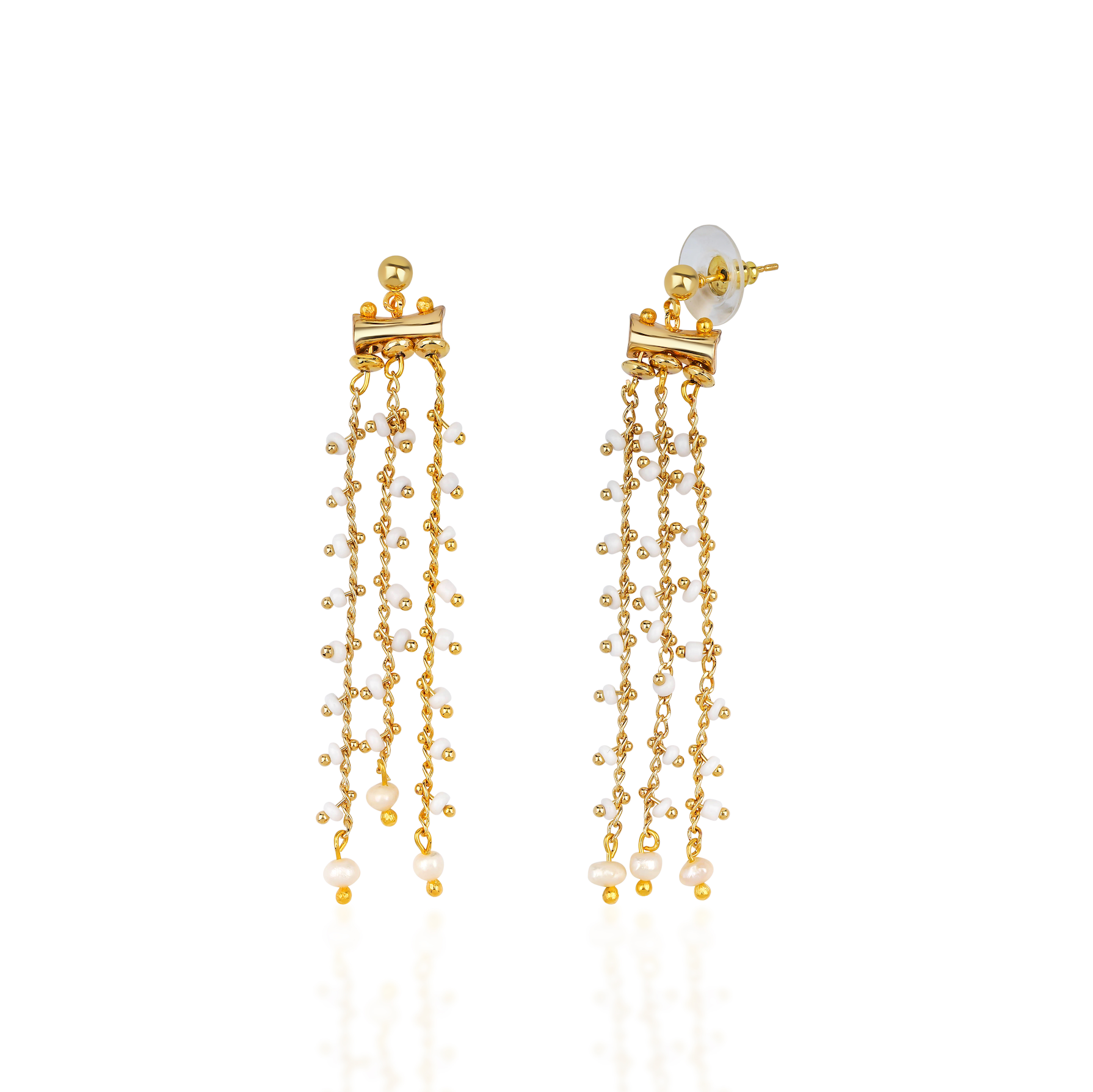 GYPSY WHITE BEADED EARRINGS