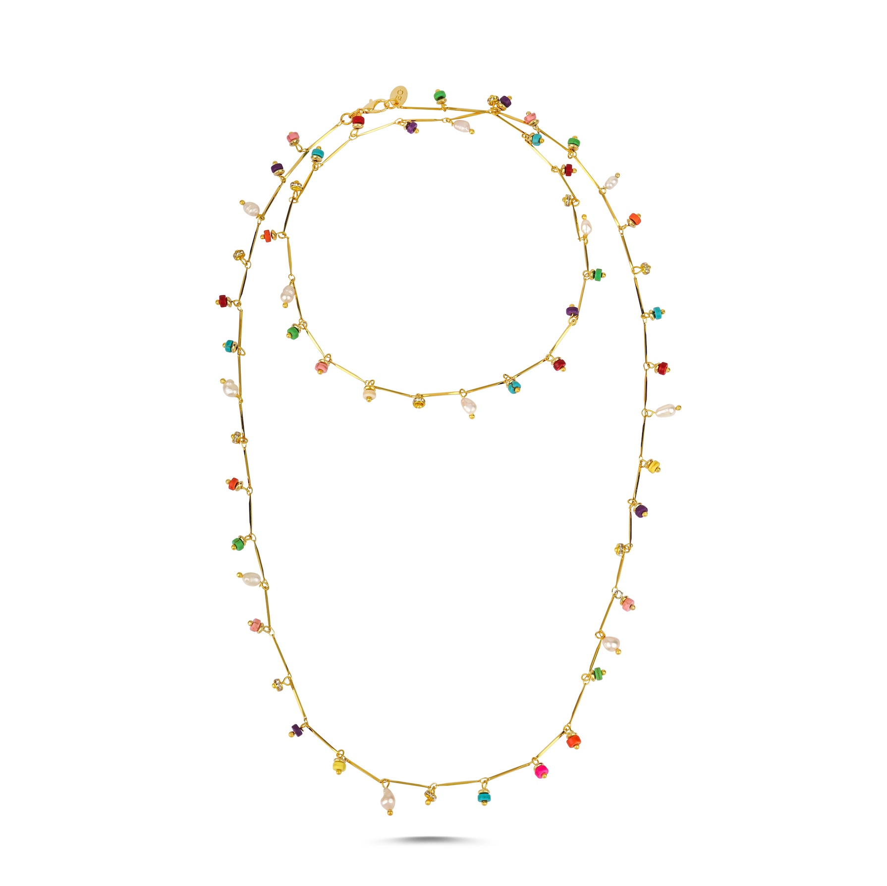 DANCING DISCO RAINBOW SPARKLE LONG NECKLACE