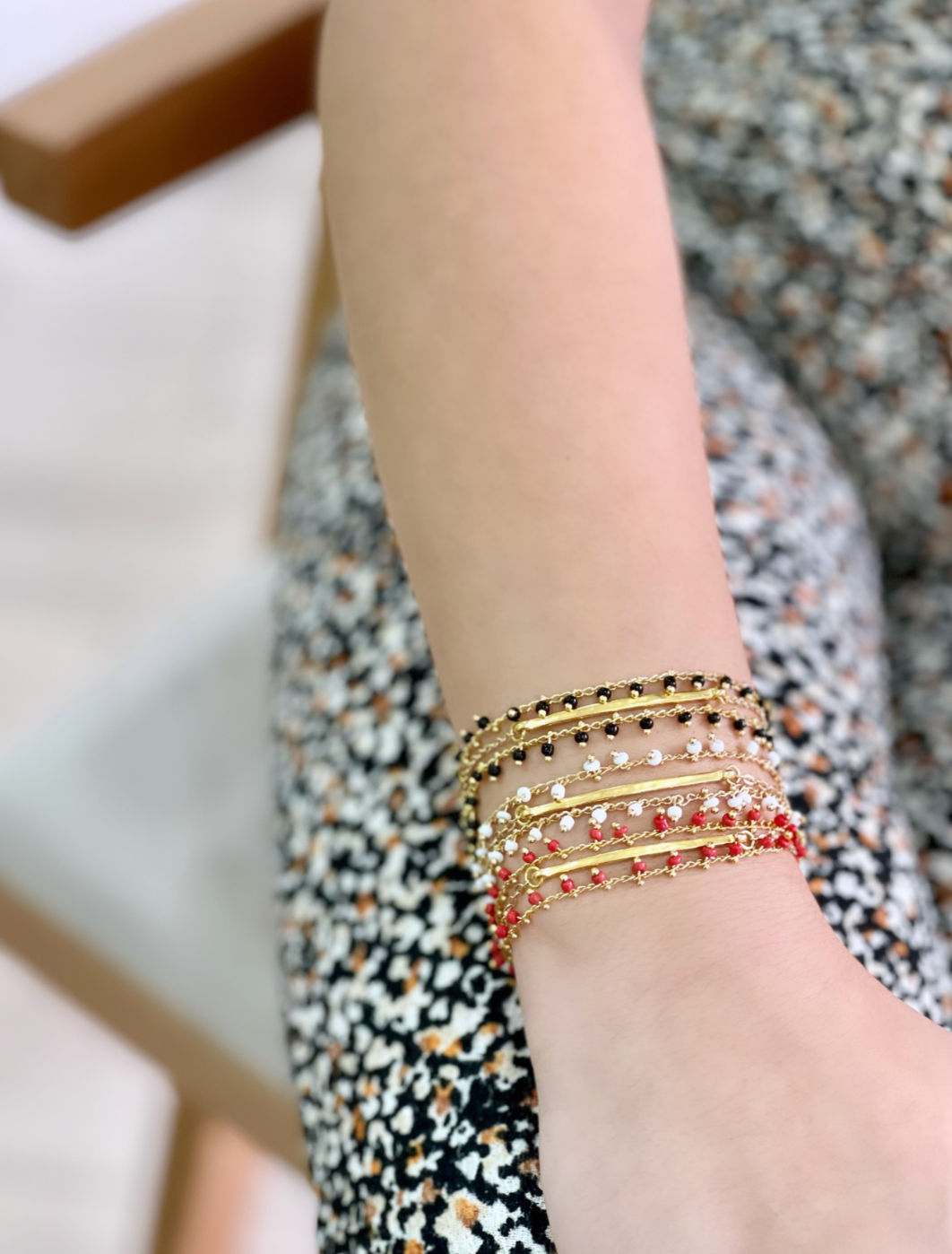 GYPSY WHITE BEADED BRACELET